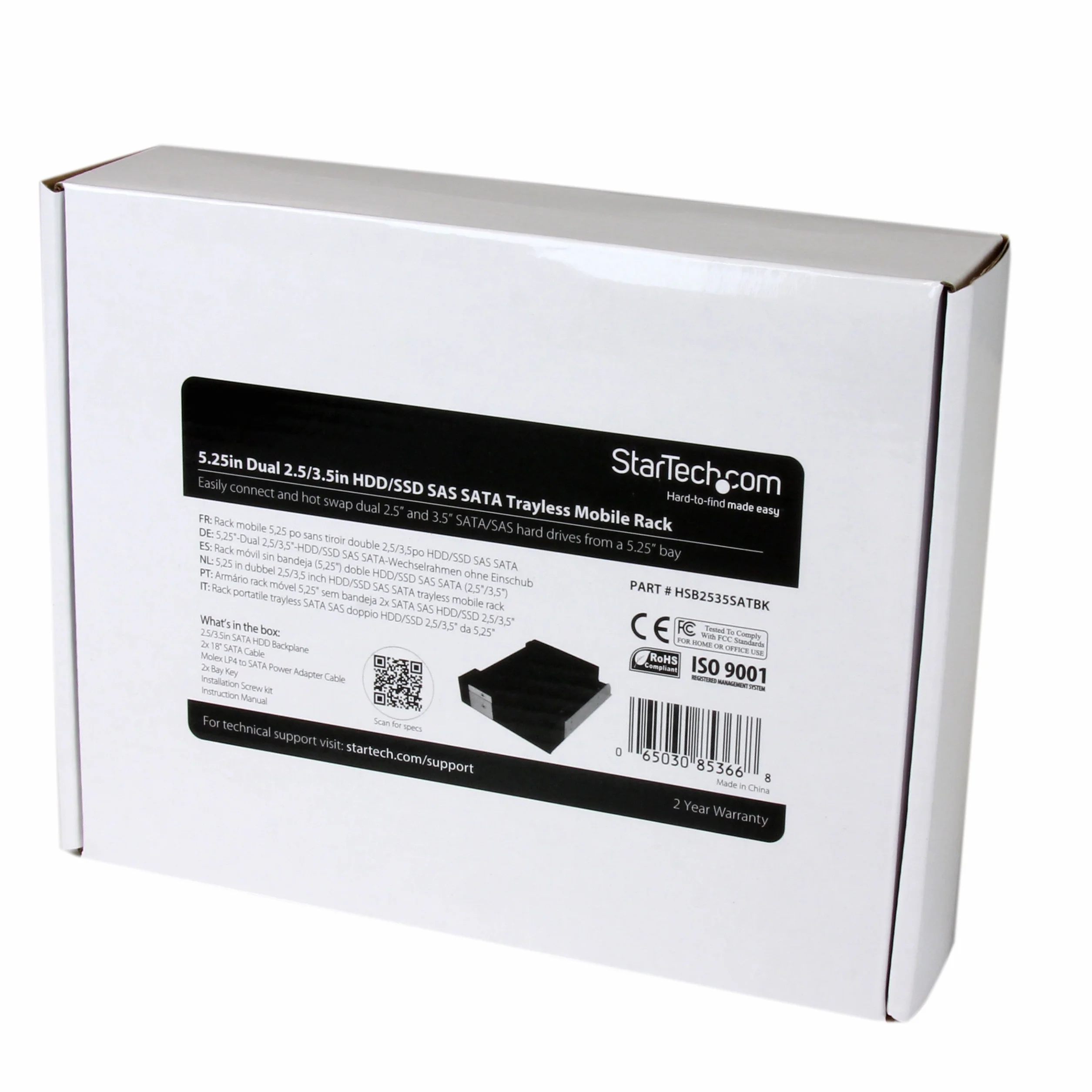 StarTech.com Dual Bay 5,25" ramka wymienna do 2,5" / 3,5" SATA/SAS HDD lub SSD z wentylatorem - Hot Swap Mobile Rack Backplane