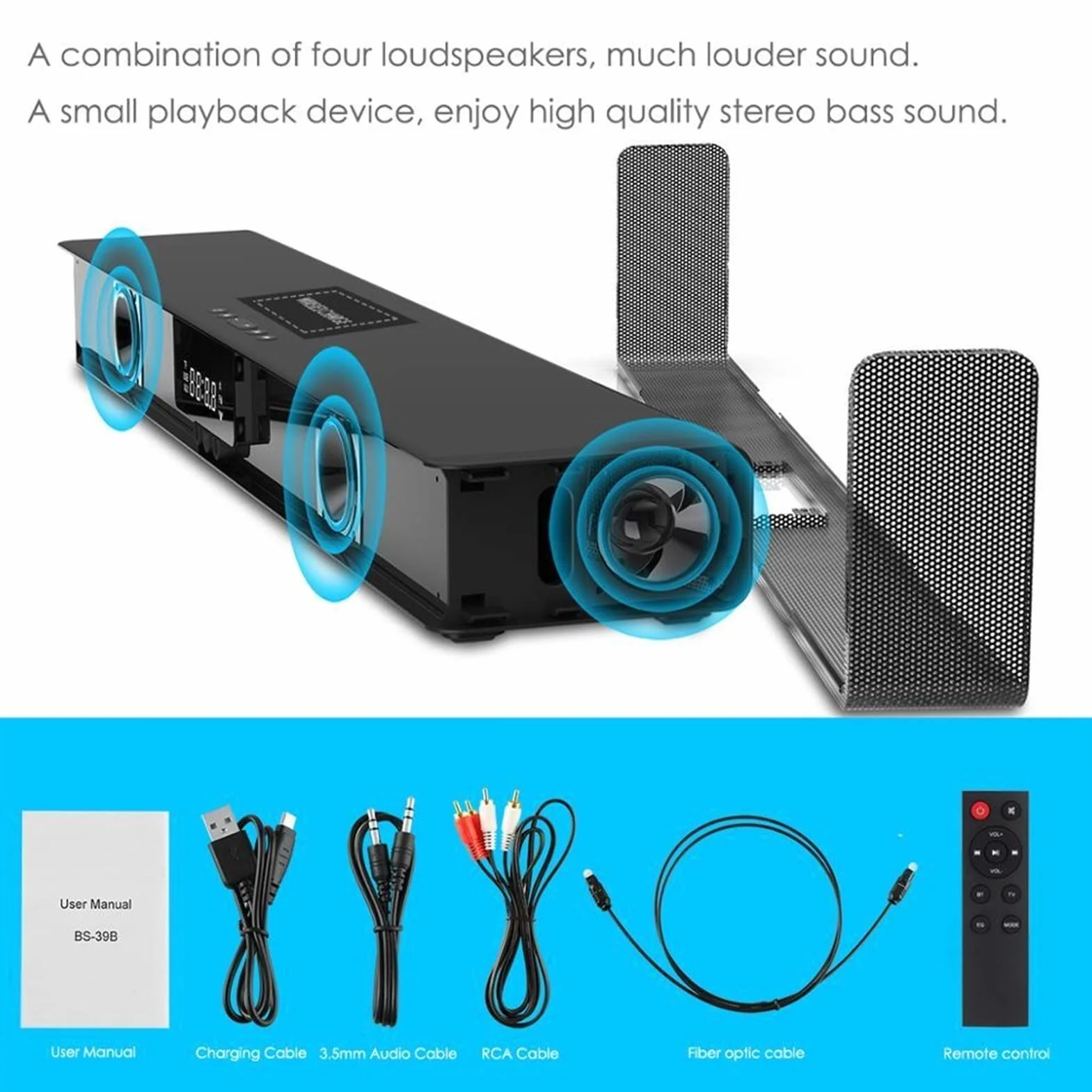 Soundbar kolumnowy głośnik bezprzewodowy kompatybilny z Bluetooth TV Soundbar Home Theatre soundbar TF zegar RCA ekran wyświetlacza bezprzewodowego ładowania głośnik