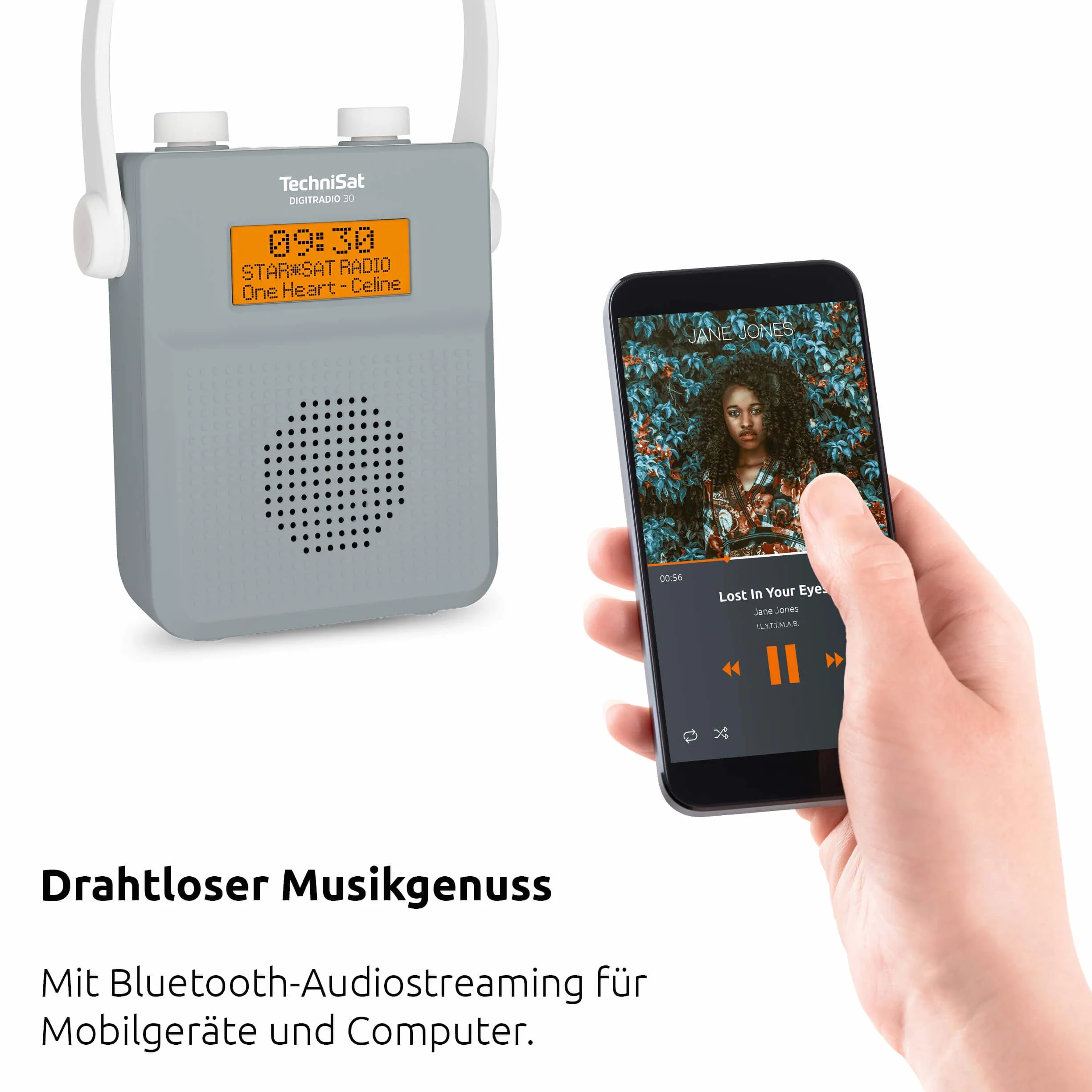 Technisat Digitradio 30 0000/3955 Radio Prysznicowe Dab, Szary, 2 W