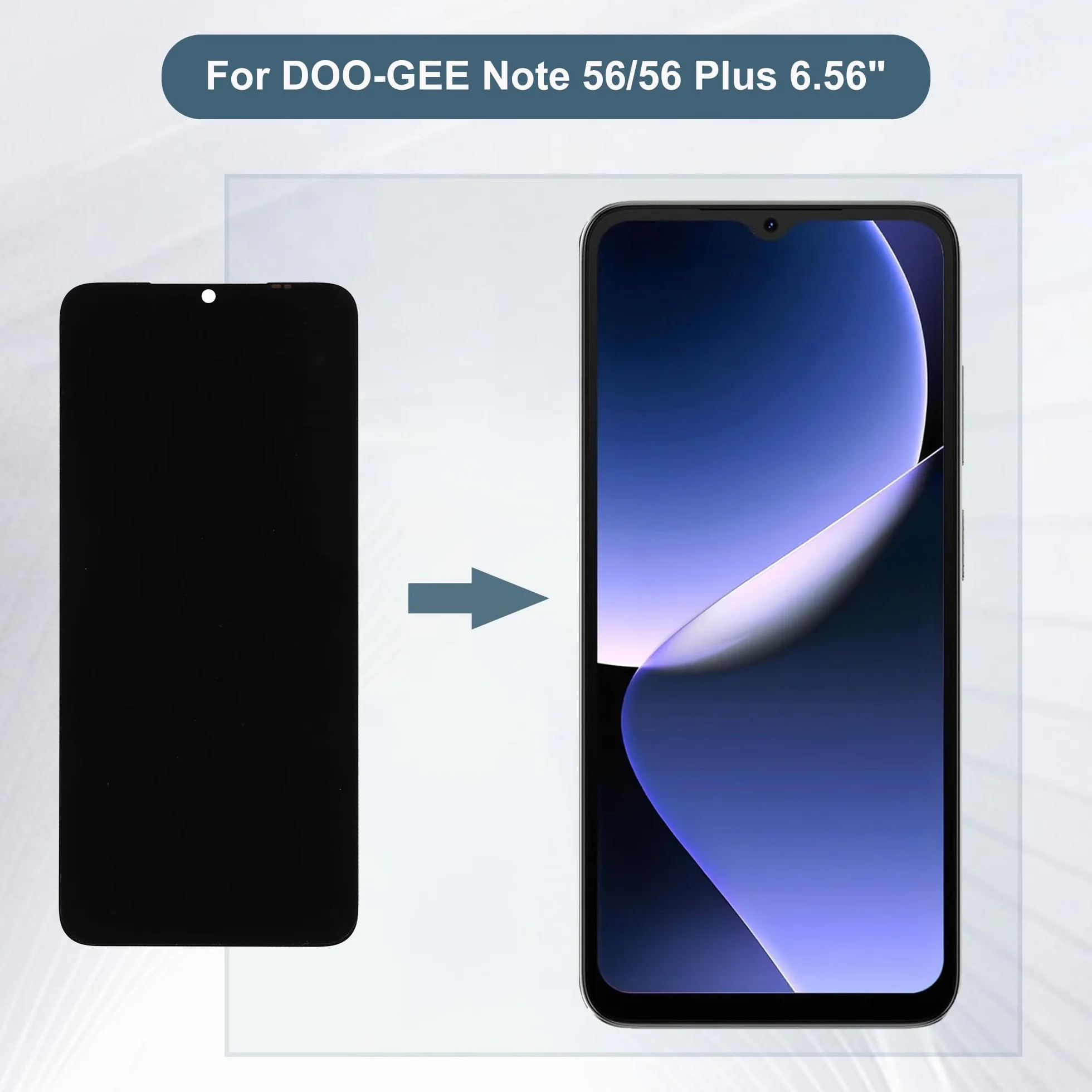 Nowy zamiennik wyświetlacza kompatybilny z DOOGEE Note 56/56 Plus 6,56" LCD Display Touch Screen Assembly with Tools