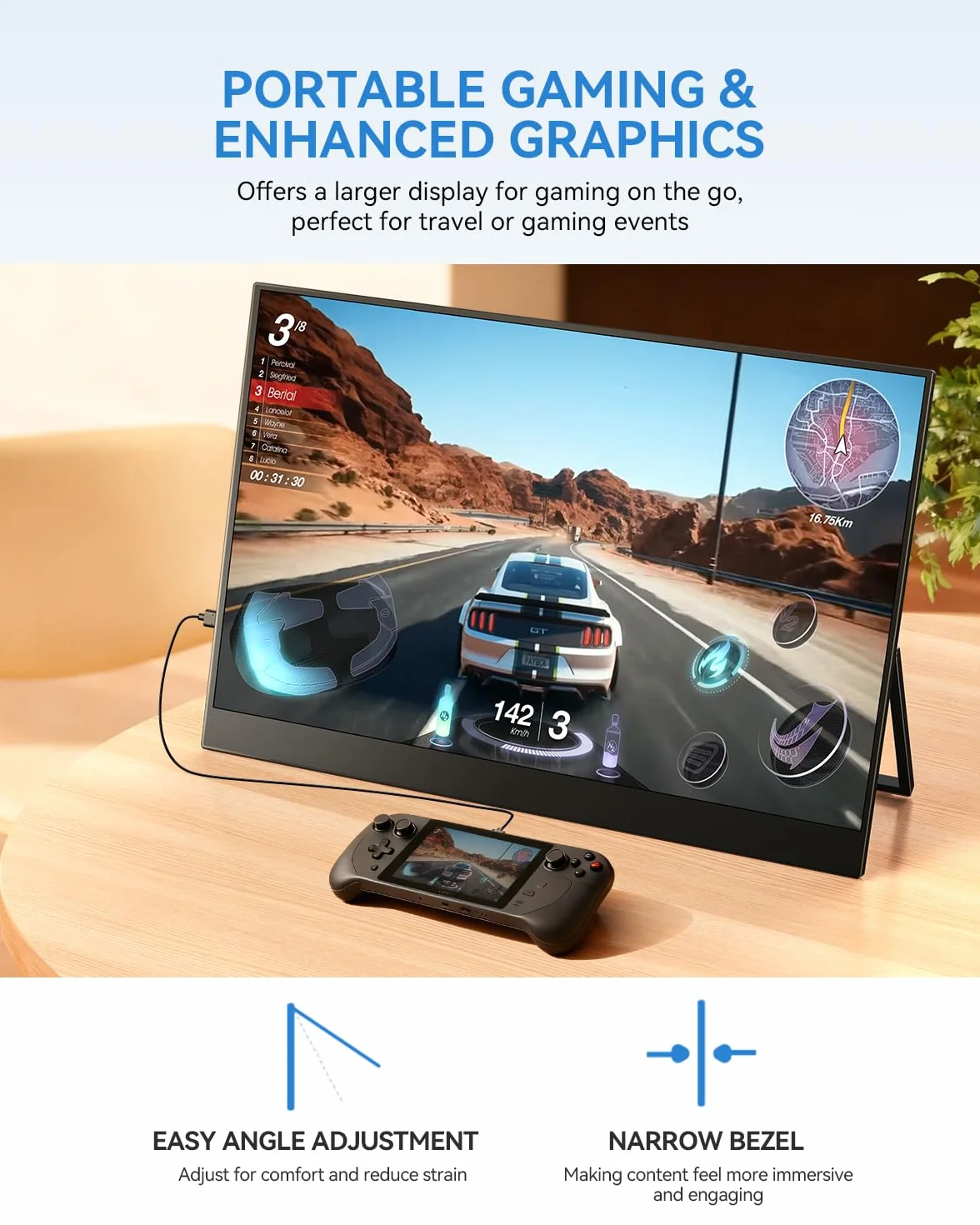 UPERFECT przenośny monitor 17,5 cala, 1920 × 1200P FHD przenośny monitor 16:10 125% sRGB 1500:1 IPS z USB-C i HDMI, ultra cienki - ochrona oczu - zewnętrzny drugi ekran do komputerów PC/Mac/PS3/4/5