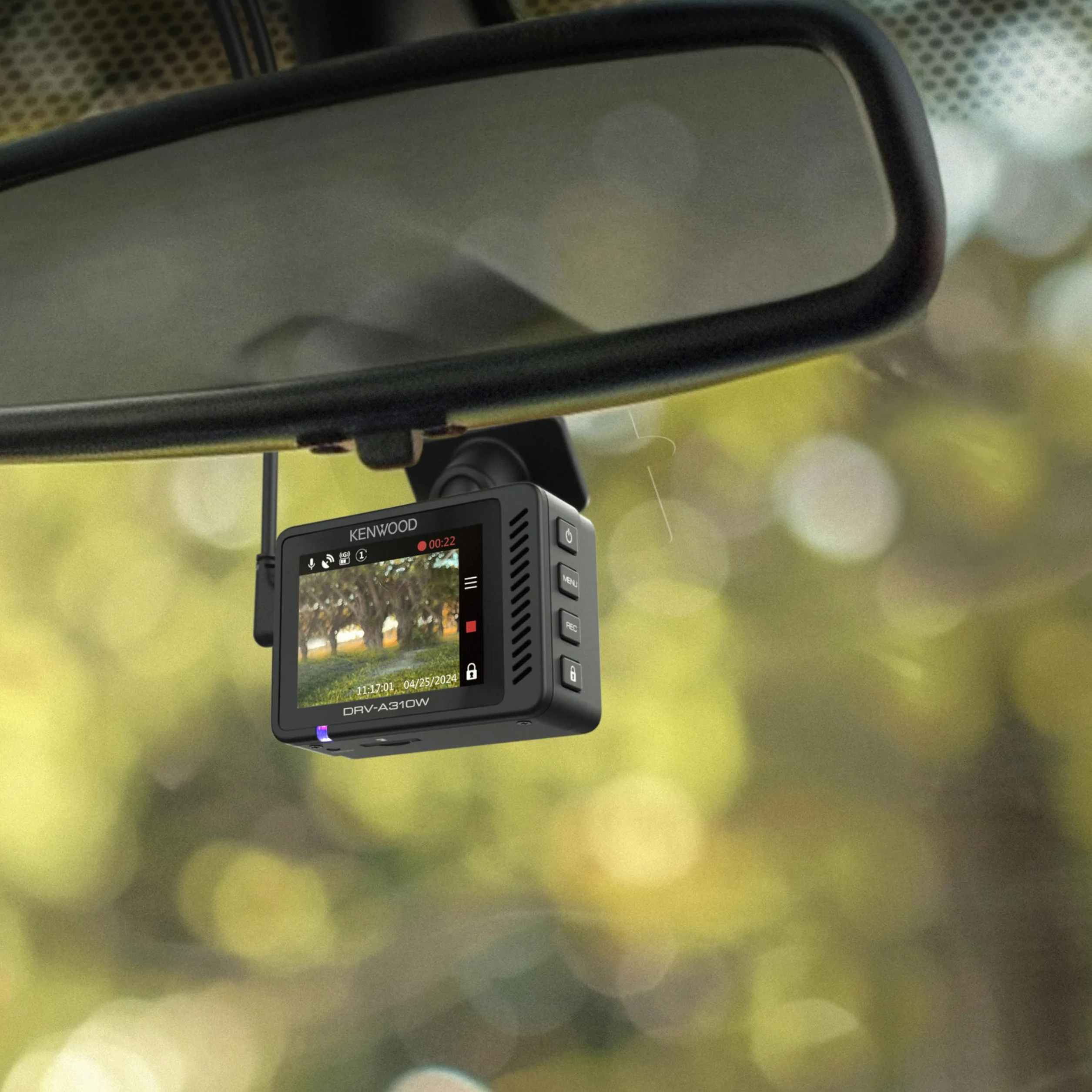 KENWOOD DRV-A310W, kamera na desce rozdzielczej z 2,0-calowym wyświetlaczem LCD, nagrywanie w wysokiej rozdzielczości i połączenie bezprzewodowe, czarna