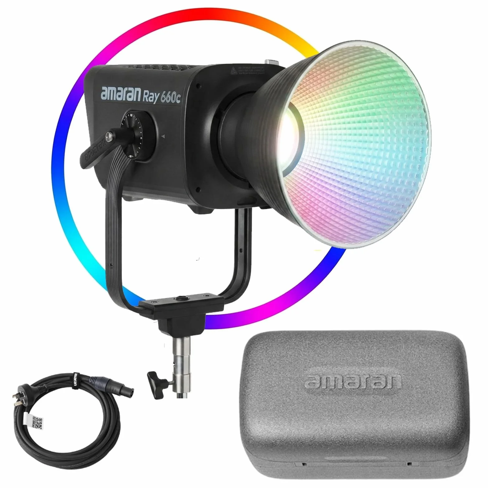 Amaran Ray 660c Full Color RGB Video Light, 660 W Bowens Mount Oświetlenie ciągłe wyjście CCT 1800 K-20 000 K, 38 500 luksów przy 1 m Obsługa APP/DMX Control 12 efektów do fotografii