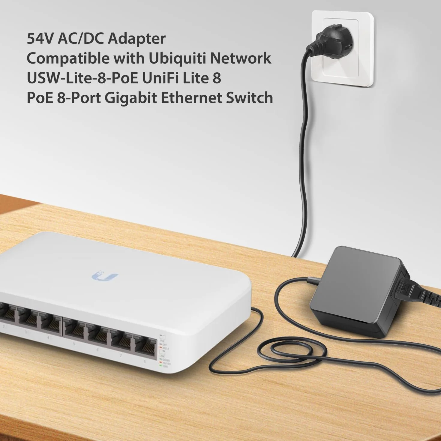 TAIFU Zasilacz 54V do Ubiquiti Network USW-Lite-8-PoE UniFi Lite 8 PoE 8-Port Gigabit Ethernet Switch NY-PW0L2-05401100 54VDC 1,1A 59,4 W ładowarka zasilacza