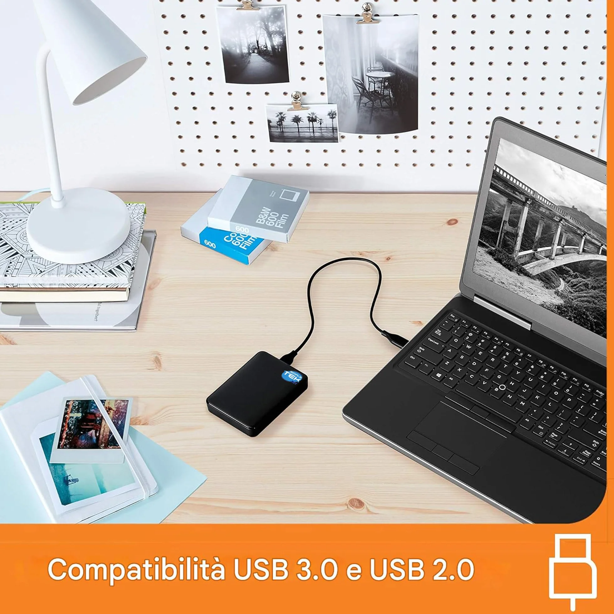 SIMPLETEK Przenośny zewnętrzny dysk twardy 750 GB USB 3.0 — przenośny dysk zapasowy, czarny, 5 GB/sek., plug-and-play