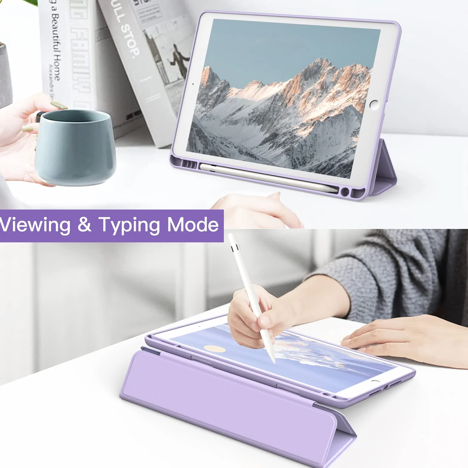 JETech Etui Ochronne dla iPad Pro 10,5", Air 3, Jasny Fiolet | Dla iPad Pro 10,5" 2017, iPad Air 2019 Model, Uchwyt na Pencil, Cienka Ochrona Wstrząsoodporna, Potrójnie Składana Podstawka