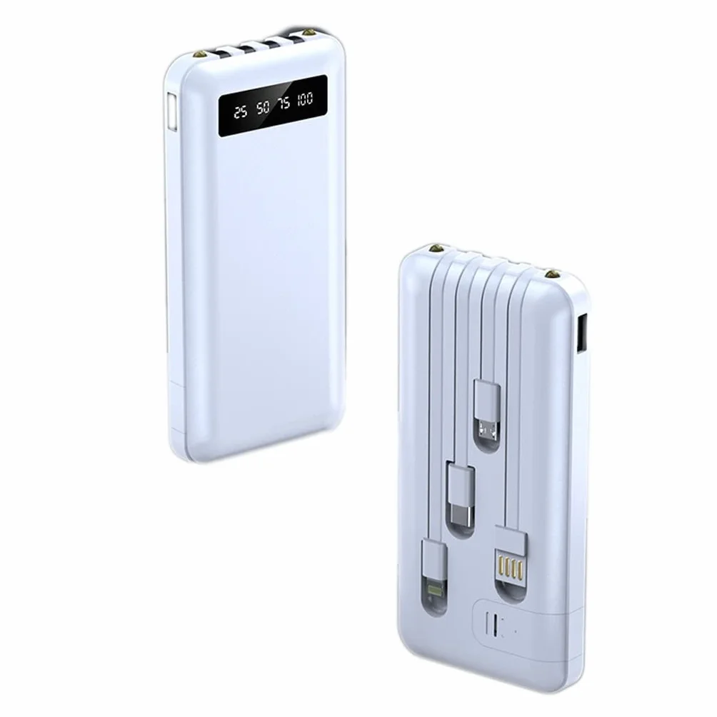 JJJ Mini szybkie ładowanie jest dostarczane z Line Sharing Power Bank 20 000 mAh światło i przenośny powerbank o dużej pojemności (kolor: biały, rozmiar: 10 000 mAh)