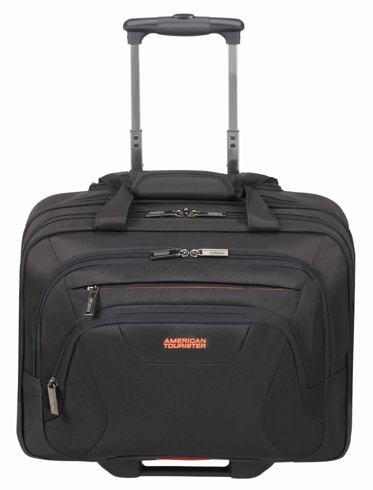 American Tourister at Work - Torba na laptopa 15.6 cala z kółkami, 44 cm, 22 L, Czarny/Pomarańczowy (Black/Orange)