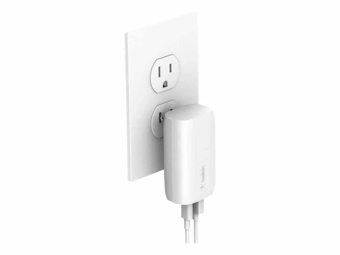 Belkin Podwójna ładowarka sieciowa o mocy 37 W, USB-C PPS PD, porty USB-C 25 W i typu A 12 W, do szybkiego ładowania telefonów Samsung Galaxy S23, Ultra, Plus, iPhone serii 14 i innych