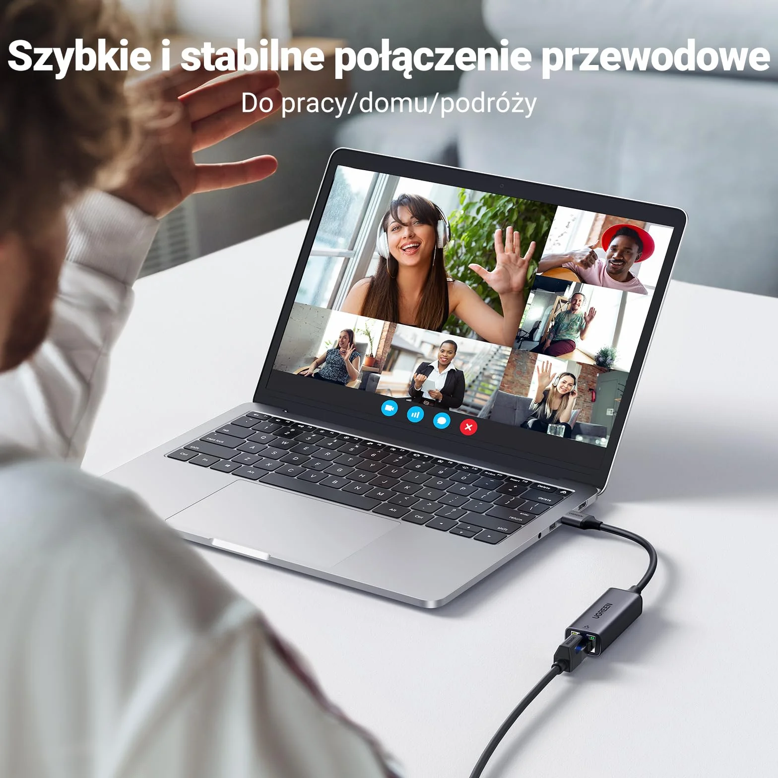 UGREEN Karta Sieciowa USB 3.0 Karta Lan RJ45 1000 Mbps Zgodna z Mac OS Windows 10 8 7 Linux PC Laptop Switch Xiaomi MiBox itp.（Czarny）
