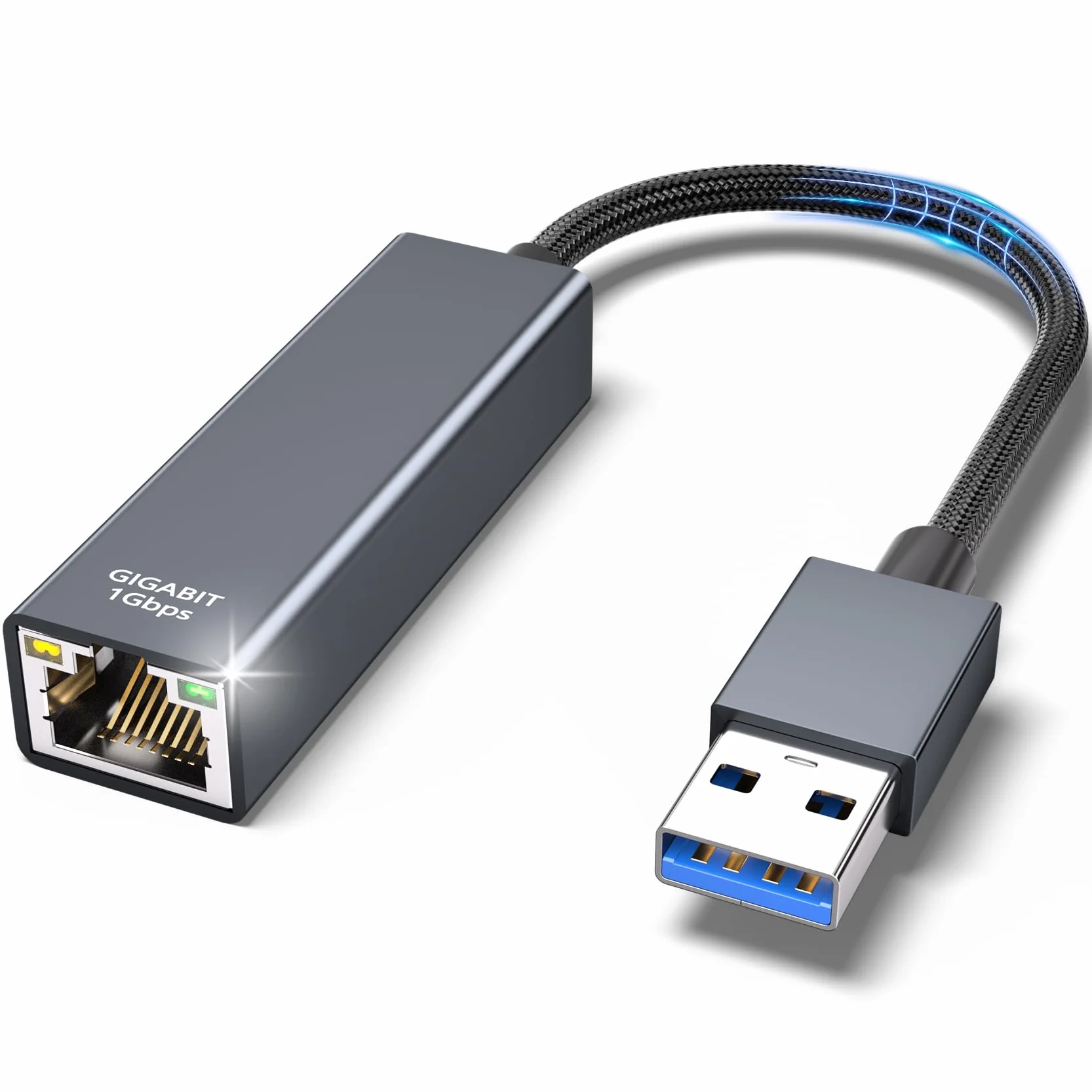 Adapter USB Ethernet - USB 3.0 RJ45 Gigabit 1000 Mb/s, LAN kompatybilny z Surface Pro, MacBook, PC Laptop z systemem Windows7/8/10, Vista, XP, Ma
