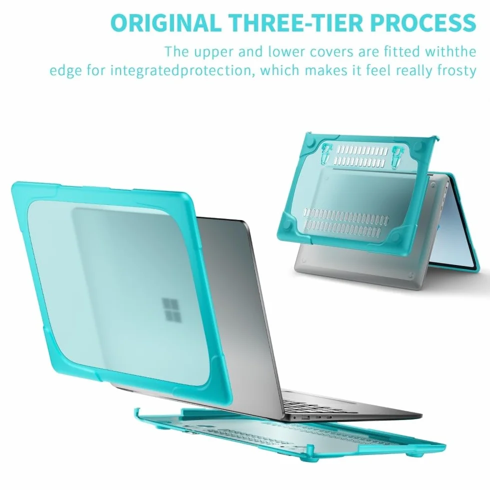 Generic etui kompatybilne z Microsoft Surface Laptop4 34.3 cm 2021 Model: 1958 (kolor: jasnoniebieski) odporna na wstrząsy twarda silikonowa klapka przednia i tylna obudowa