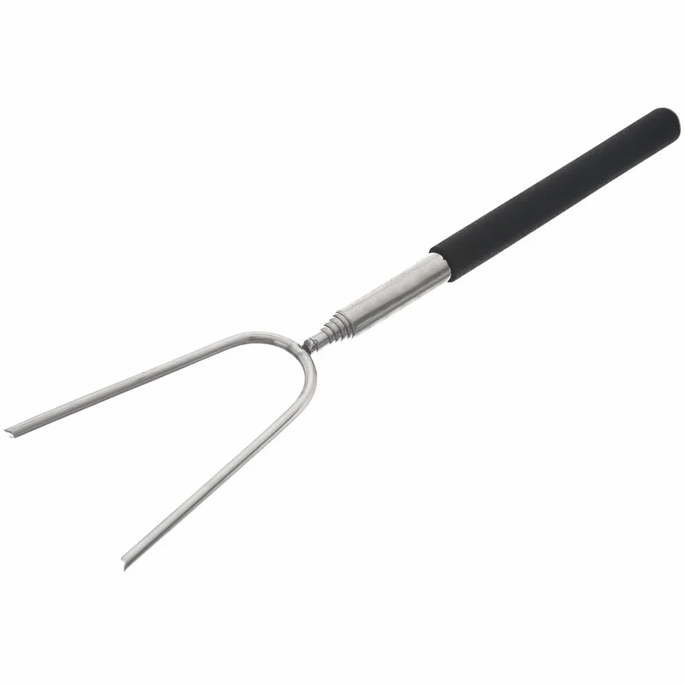 Drążek do ogniska, widelec teleskopowy, widelec grill, stal nierdzewna, szpikulec grill z uchwytem teleskopowym do paleniska 24,5-86 cm