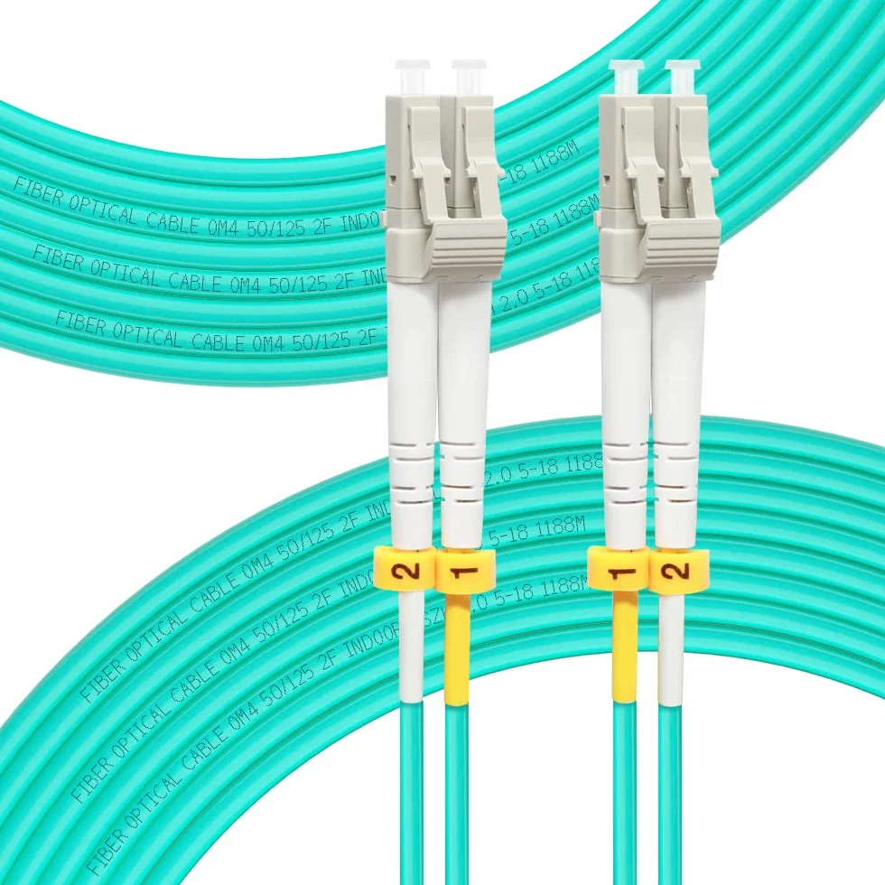 30 m OM4 LC na LC światłowodowy kabel krosowy | opcje długości: 0,2 m-100 m, 40 GB/100 GB Duplex, 50/125 um Multimode kabel LSZH 30 metrów