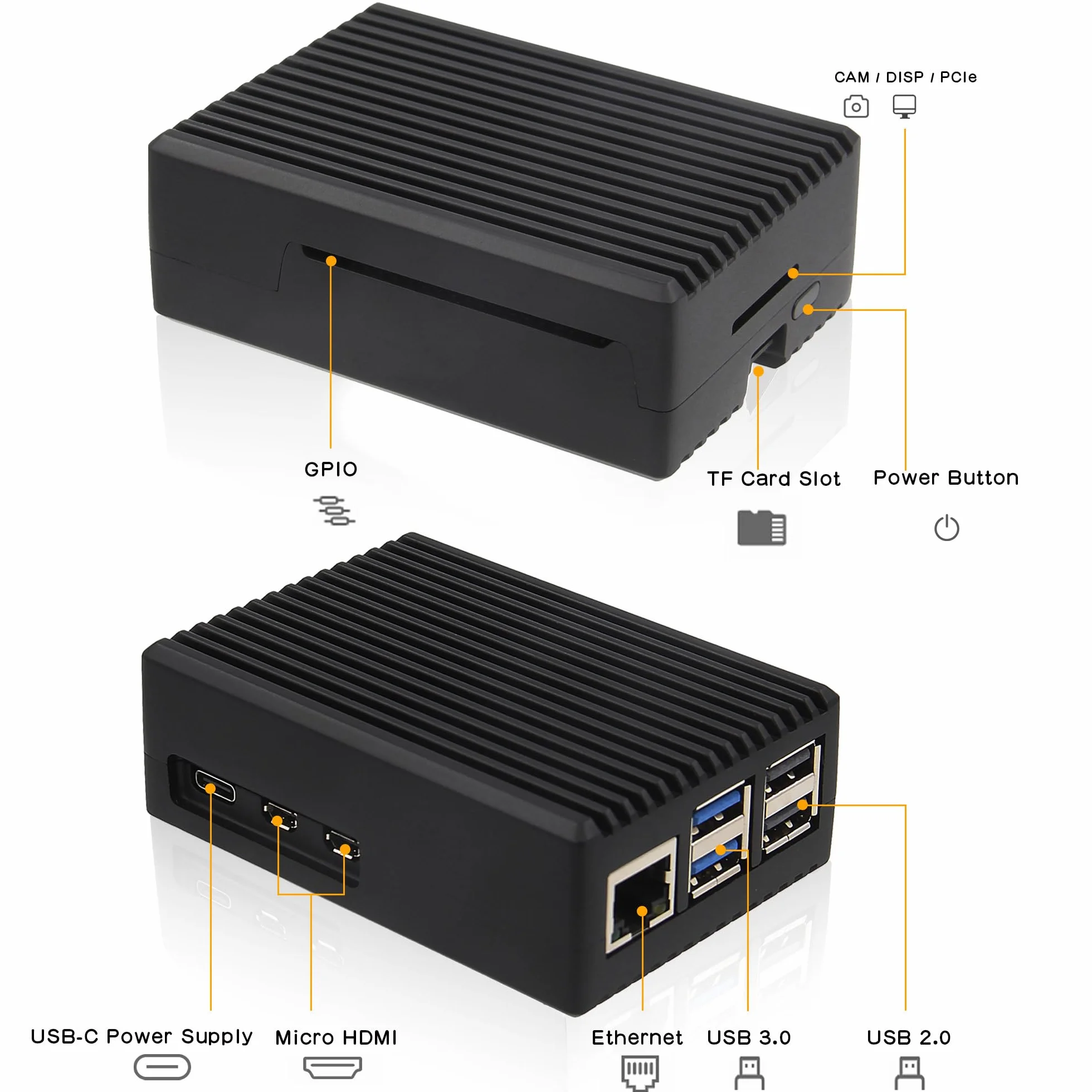 Geekworm Obudowa Raspberry Pi 5, Heavy Duty Aluminum Passive Cooling Case for Raspberry Pi 5 8 GB / 4 GB (P573)