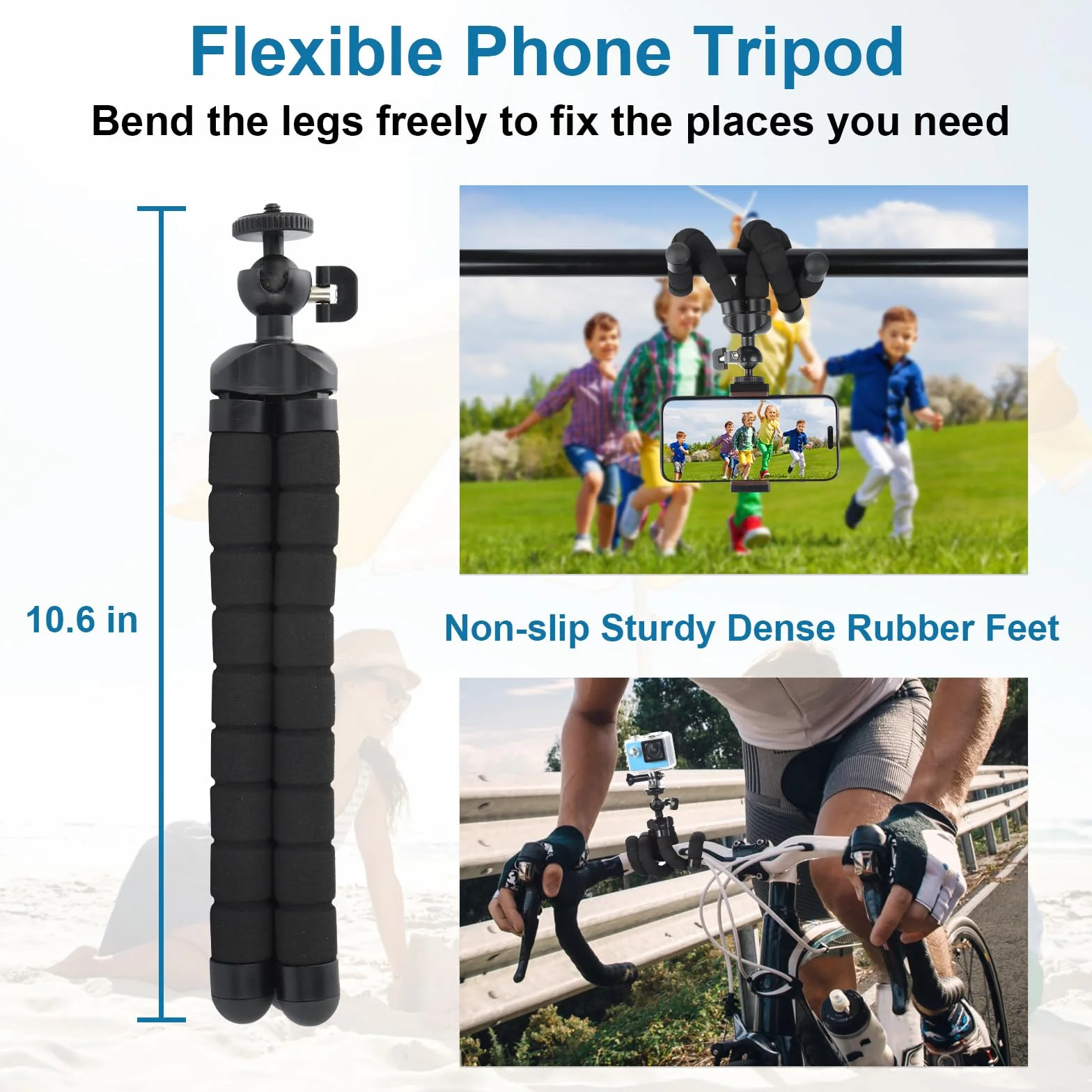 UTEBIT Elastyczny statyw do telefonu komórkowego, uchwyt do smartfona, obracany o 360°, uchwyt na statyw do selfie, kompatybilny z iPhone, Galaxy, idealny do selfie, vlogowania