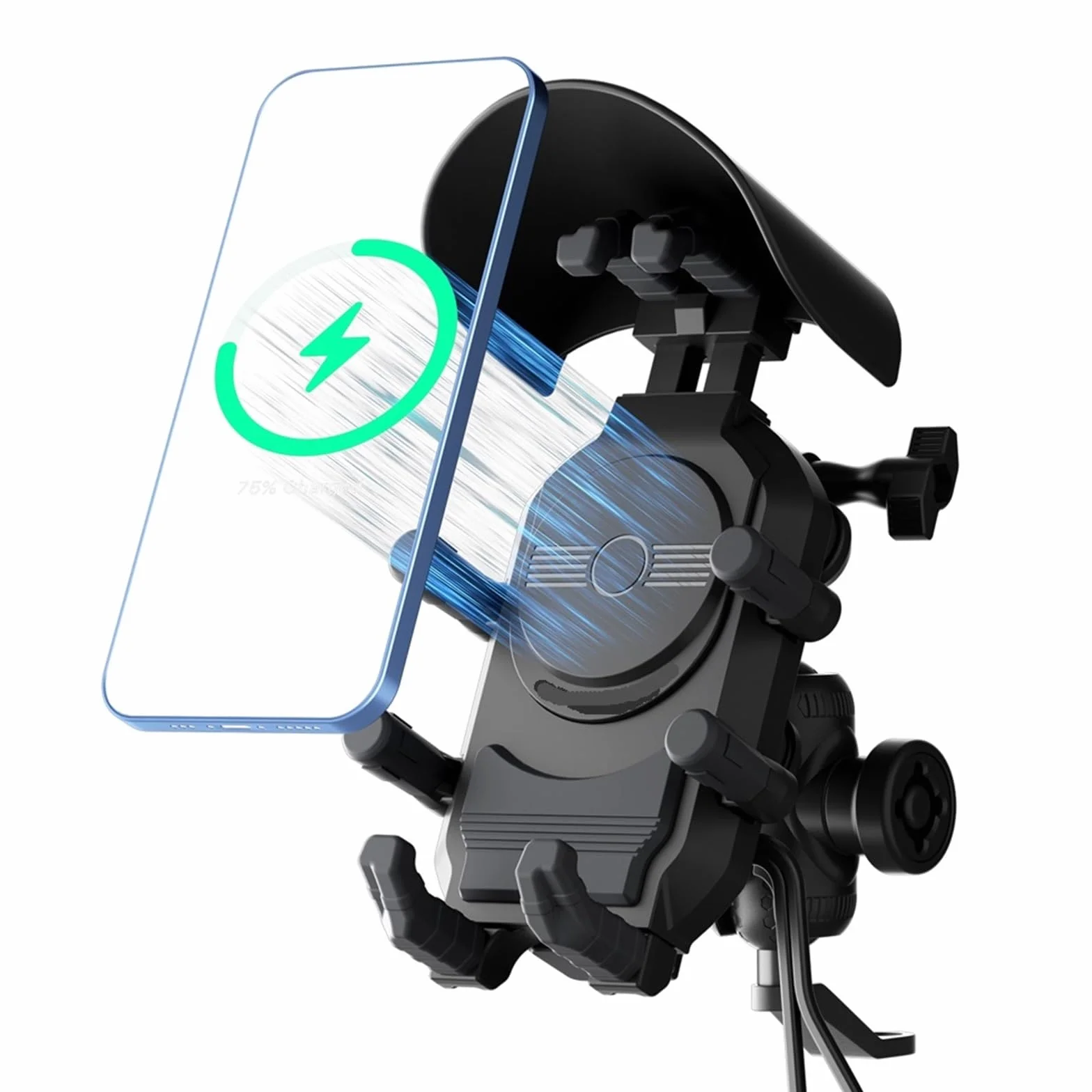 Uchwyt na Telefon Rowerowy Uchwyt na telefon motocyklowy, bezprzewodowa ładowarka, odporny na wstrząsy, uchwyt na kierownicę smartfona, uchwyt na telefon komórkowy(Handlebar)