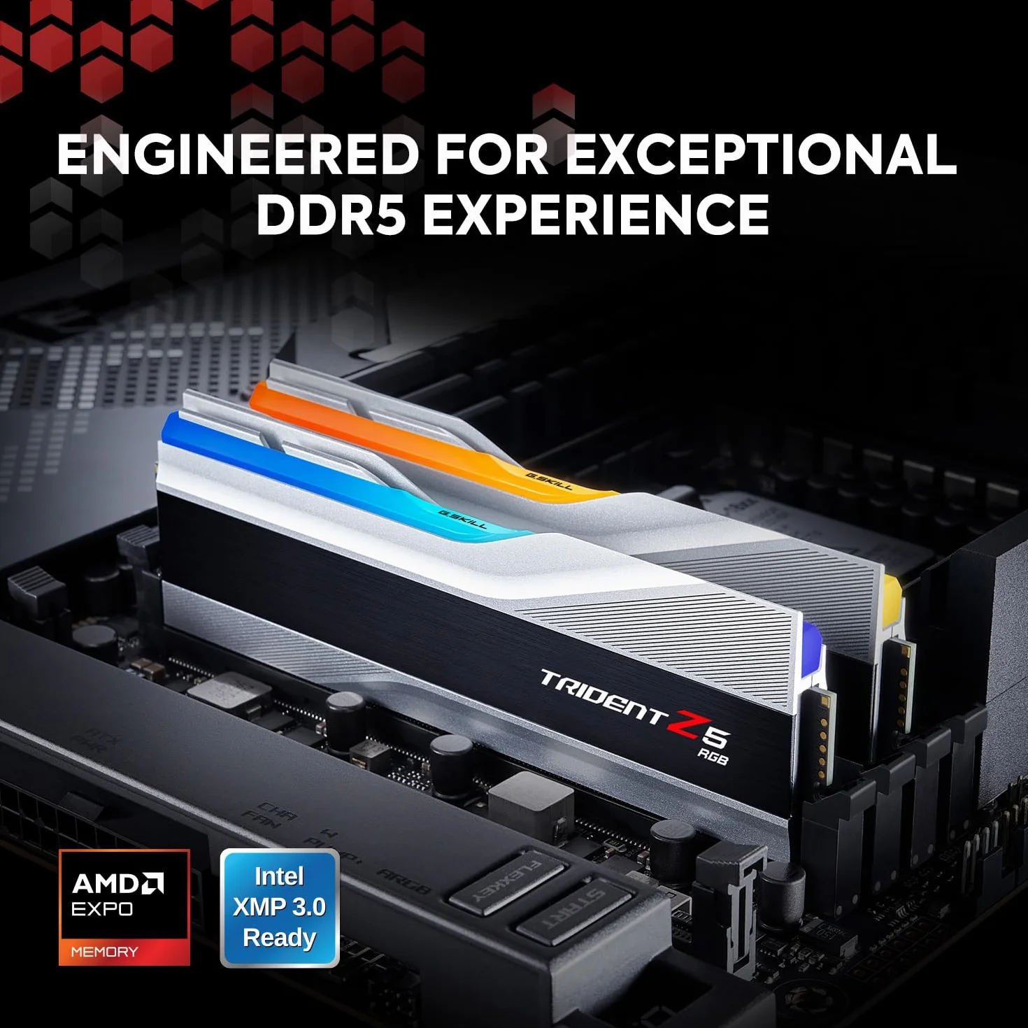 32GB G.Skill DDR5 Trident Z5 RGB 6000MHz CL36 1.35V Dual Channel Kit 2x 16GB Silver