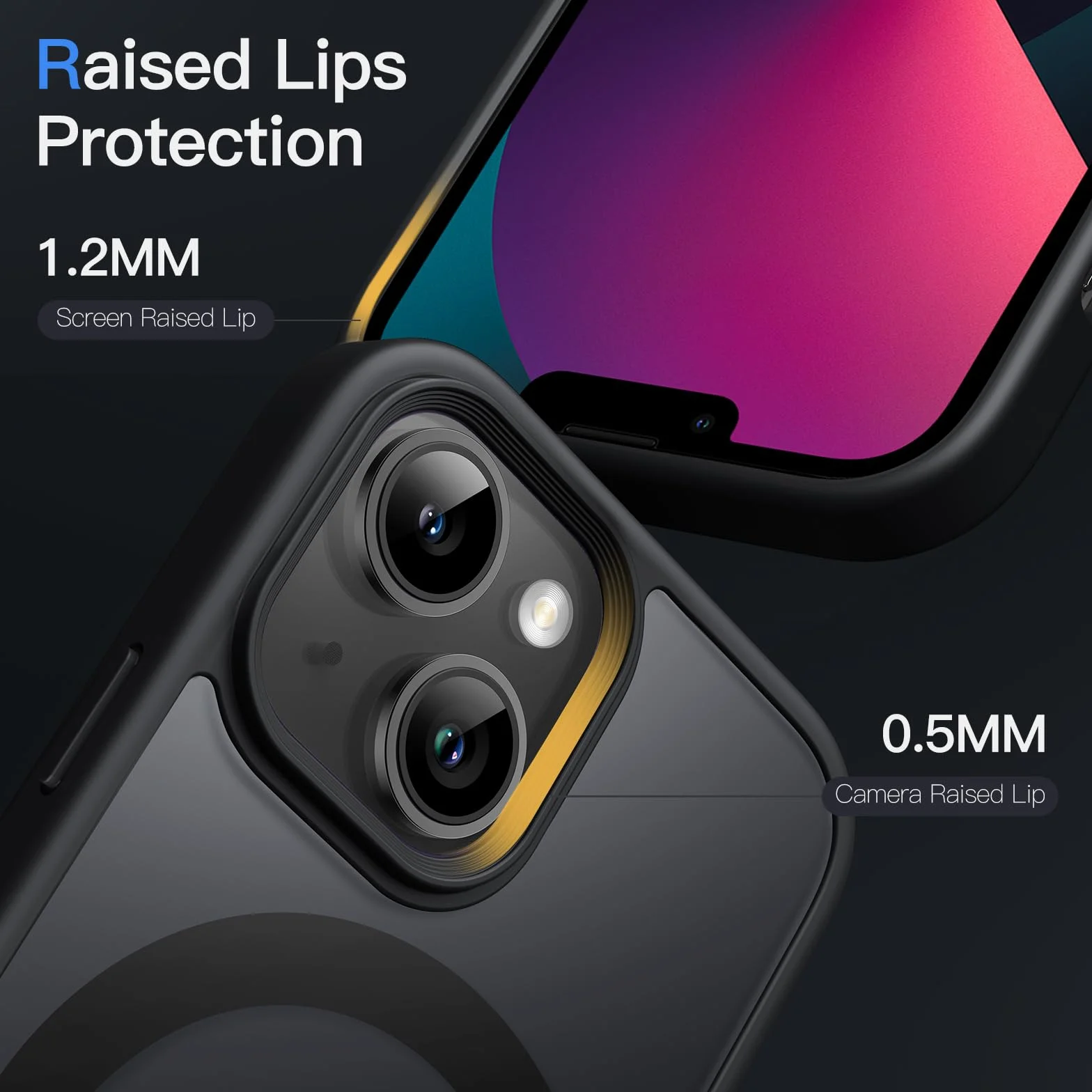 JETech Magnetyczna Etui dla iPhone 13 mini 5,4 Cala Kompatybilny z MagSafe, Półprzezroczysta Matowe Tylna Szczupły Odporny na Wstrząsy Case (Czarny)