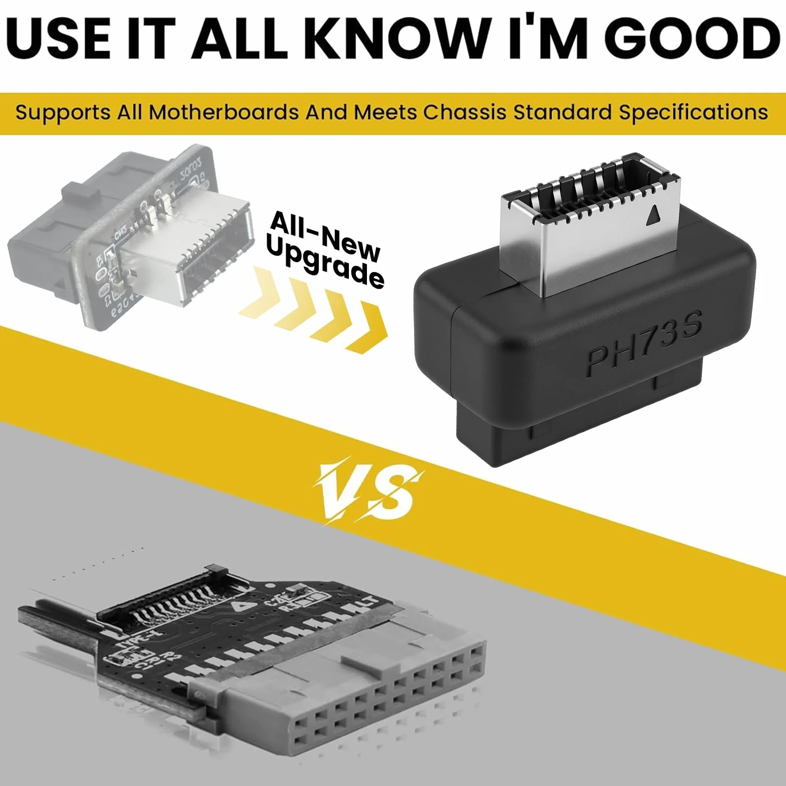 Adapter USB 3.2 Gen 1 na USB 3.2 Gen 2, wewnętrzny pionowy adapter USB na panel przedni do płyty głównej PC 19-pinowy USB 3.0 na typ E/USB C (2 szt.)