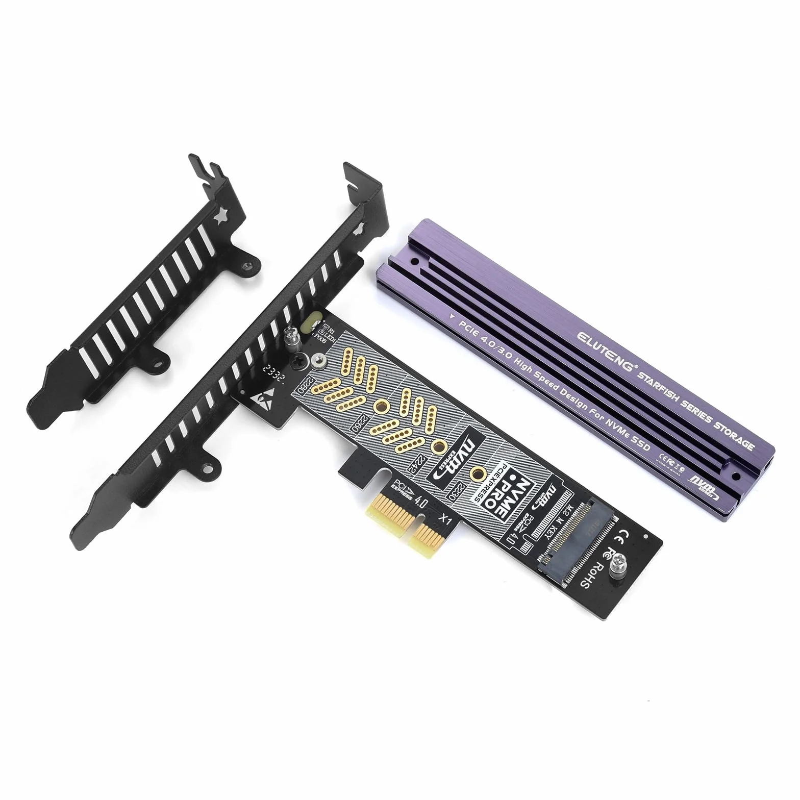 ELUTENG M.2 NVMe do PCIe 4.0 X1 karta adaptera, aluminiowy radiator, 2230 2242 2260 2280 SSD