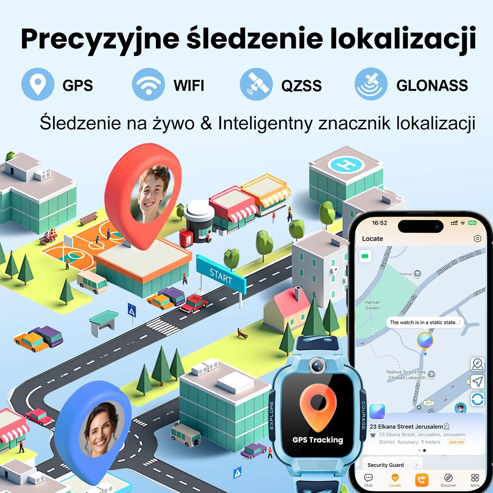 imoo Z3 4G Zegarek inteligentny dla Dzieci, GPS rzeczywisty, rozmowy wideo i głosowe, kontrola rodzicielska, ekran 1,5" HD, 8GB, IP68 wodoodporny, tryb szkolny, SOS, kolor niebieski