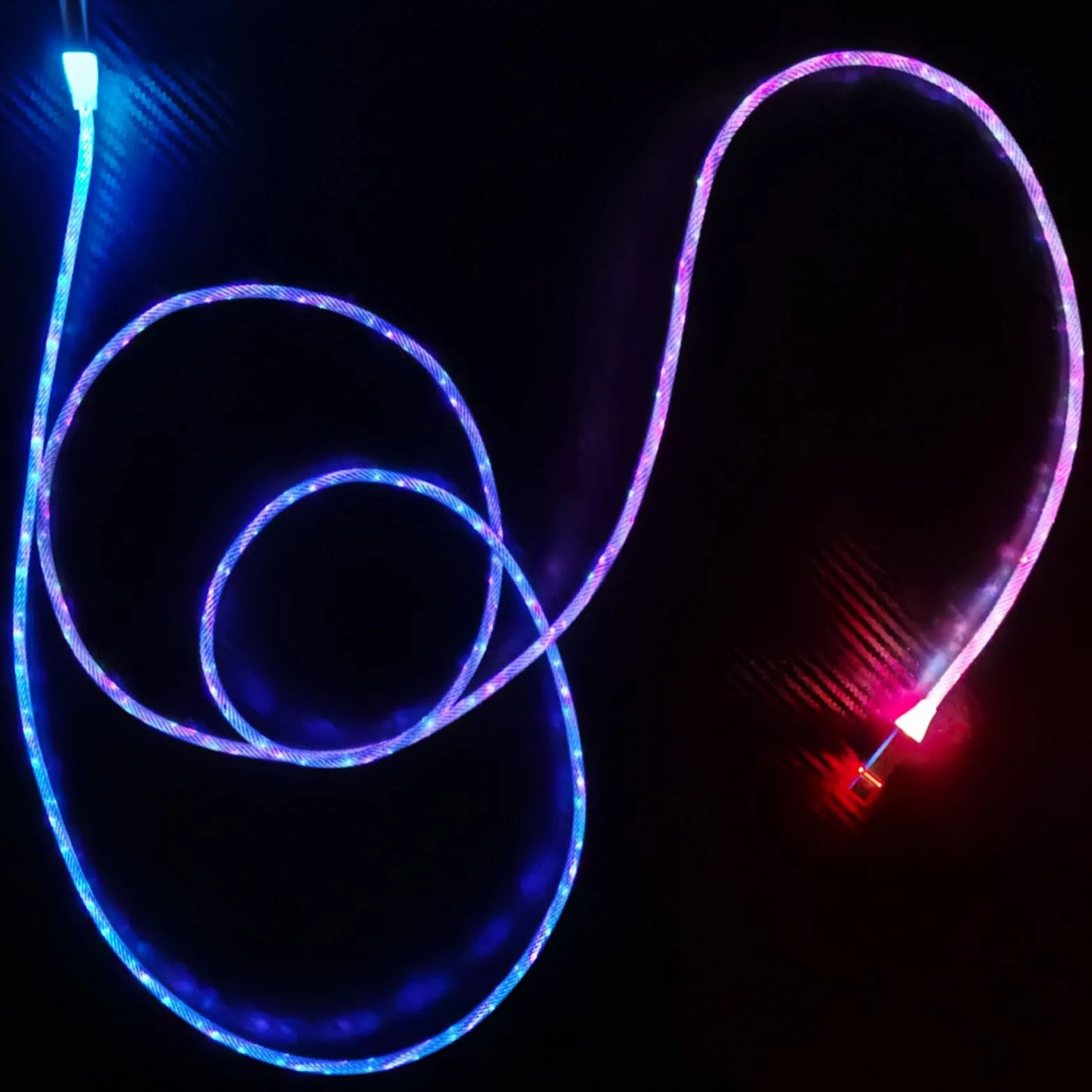 2 m kabel do szybkiego ładowania typu C, podświetlany przewód ładowarki LED, 66 W, 5 A, QC3.0, widoczna zmiana kolorów RGB, USB A na USB C, przewód do synchronizacji danych do Samsung Galaxy