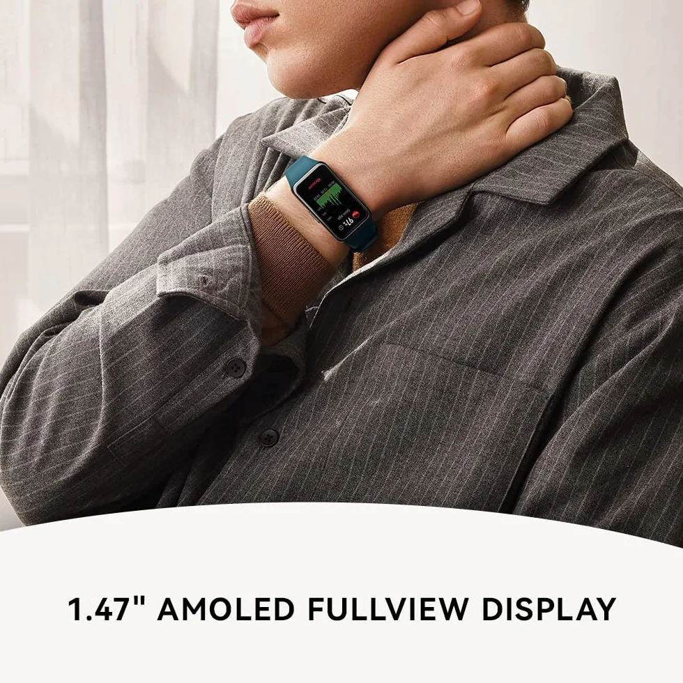 HUAWEI Band 6, wyświetlacz OLED 1,47", 96 trybów treningowych, czas pracy baterii: do 2 tygodni, proaktywny monitoring zdrowia, 5ATM, czujnik SpO2, pomiar tętna, zielony leśny