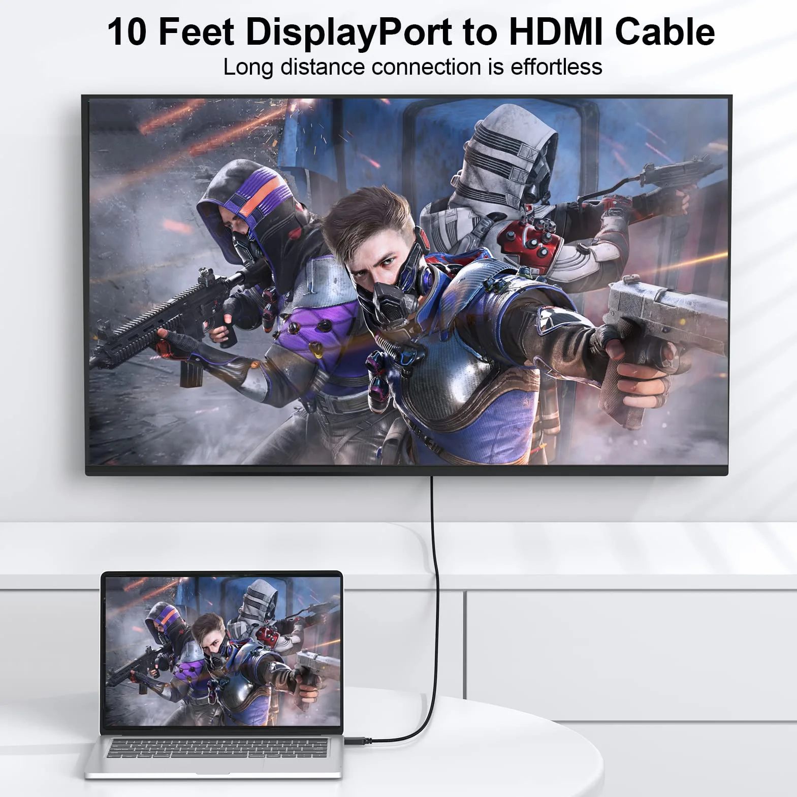 Kabel DisplayPort na HDMI 3 m 2-pak, Display Port DP na HDMI HDTV Adapter męski na męski do audio i wideo