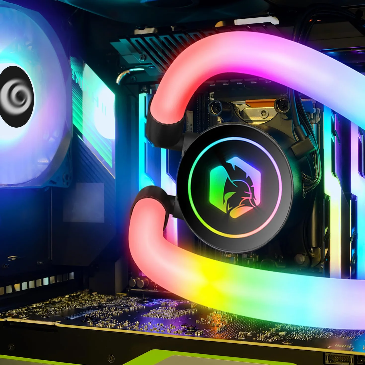 EMPIRE GAMING - Guardian P-W120 Watercooling AIO PC Gamer - ARGB 3-stykowe chłodzenie cieczą 5V - 2x120MM - Intel LGA 1700/1200/115X/1366/2066/2011,AMD AM5/AM4 - Czarny, OE-WA-240B