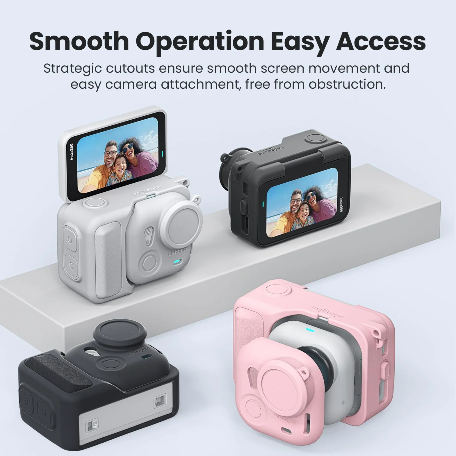 Gdraco Silikonowe etui ochronne do Insta360 GO Ultra obudowa aparatu z paskiem do zawieszenia i paskiem zabezpieczającym przed zgubieniem do Insta360 GO Ultra Action, akcesoria do kamery sportowej
