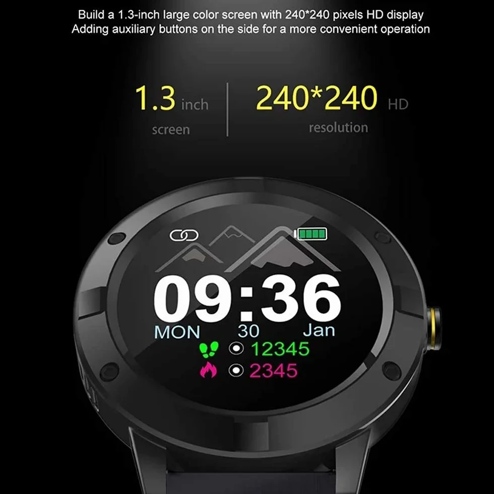 KANBUN Q10 Smart Watch damski IP67, wodoodporny smartwatch dla mężczyzn, opaska na nadgarstek, pomiar tętna, tryby multisportowe, tracker fitness, krokomierz (A)