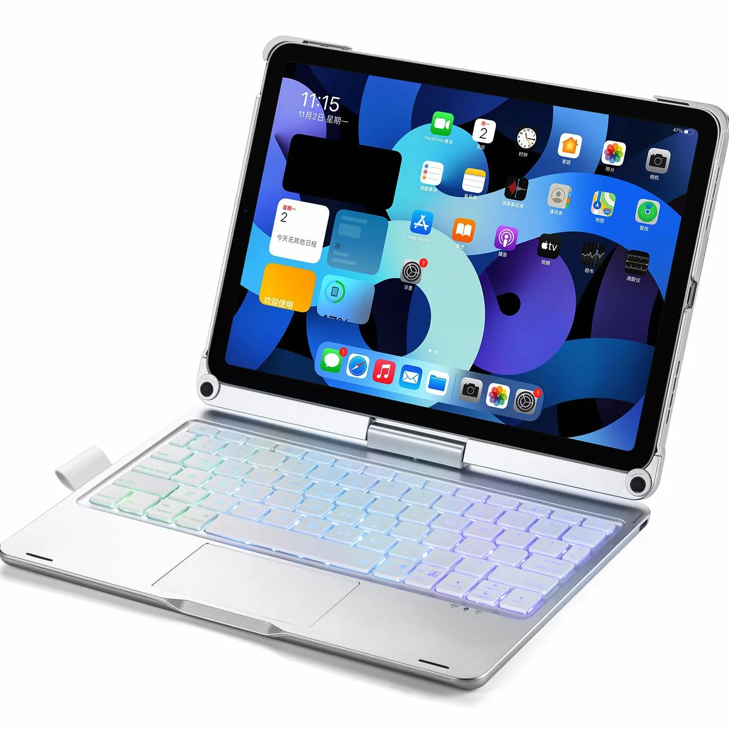 Etui z klawiaturą do iPada Air 4 | Air 5 | Air 11 cali (M2) | Air 11 cali (M3) | Air 11 cali (M4), obracany o 360 stopni touchpad, podświetlana klawiatura