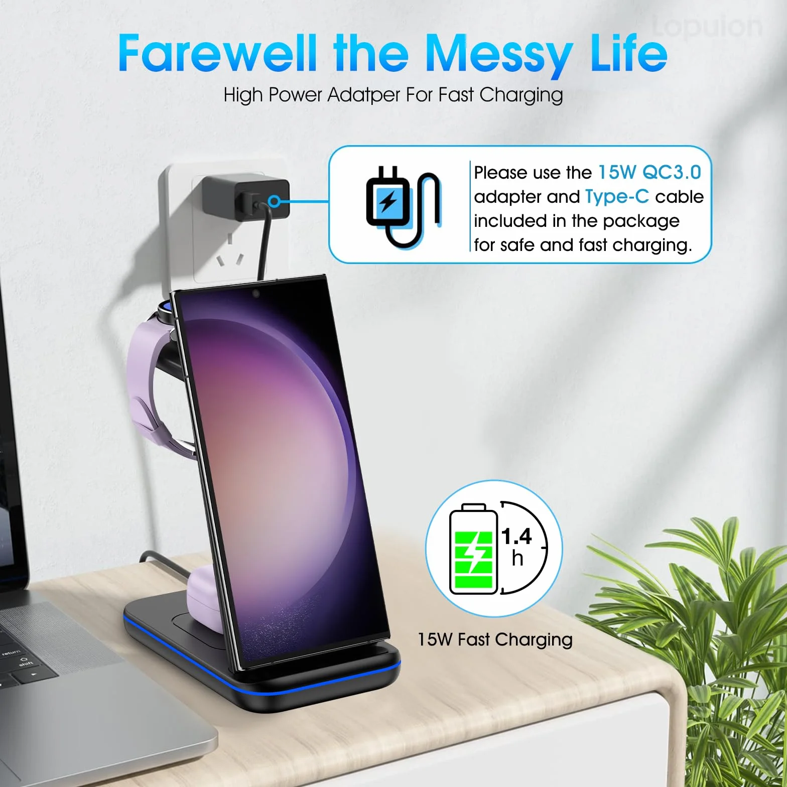 Bezprzewodowa stacja ładująca do Samsung Galaxy S24+/S23+/S22/S21/Z Flip 5/4 Fold 5/4 bezprzewodowa ładowarka do zegarka Samsung Watch6/5/Pro/4/Active