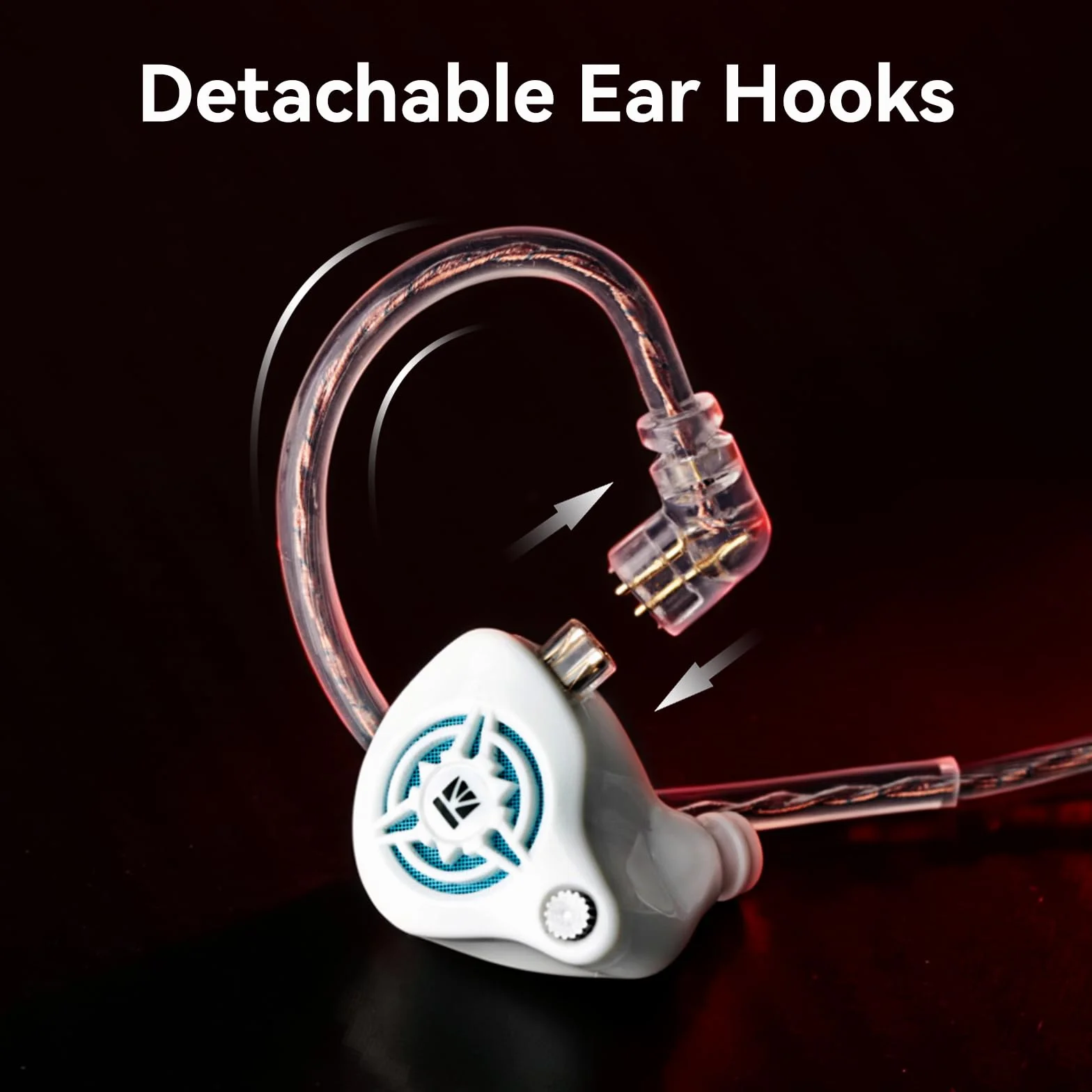 IEM, przewodowe słuchawki douszne do gier 1DD HiFi z 2 odłączanym kablem PIN -C dla graczy/muzyków (białe, 3,5 z mikrofonem)