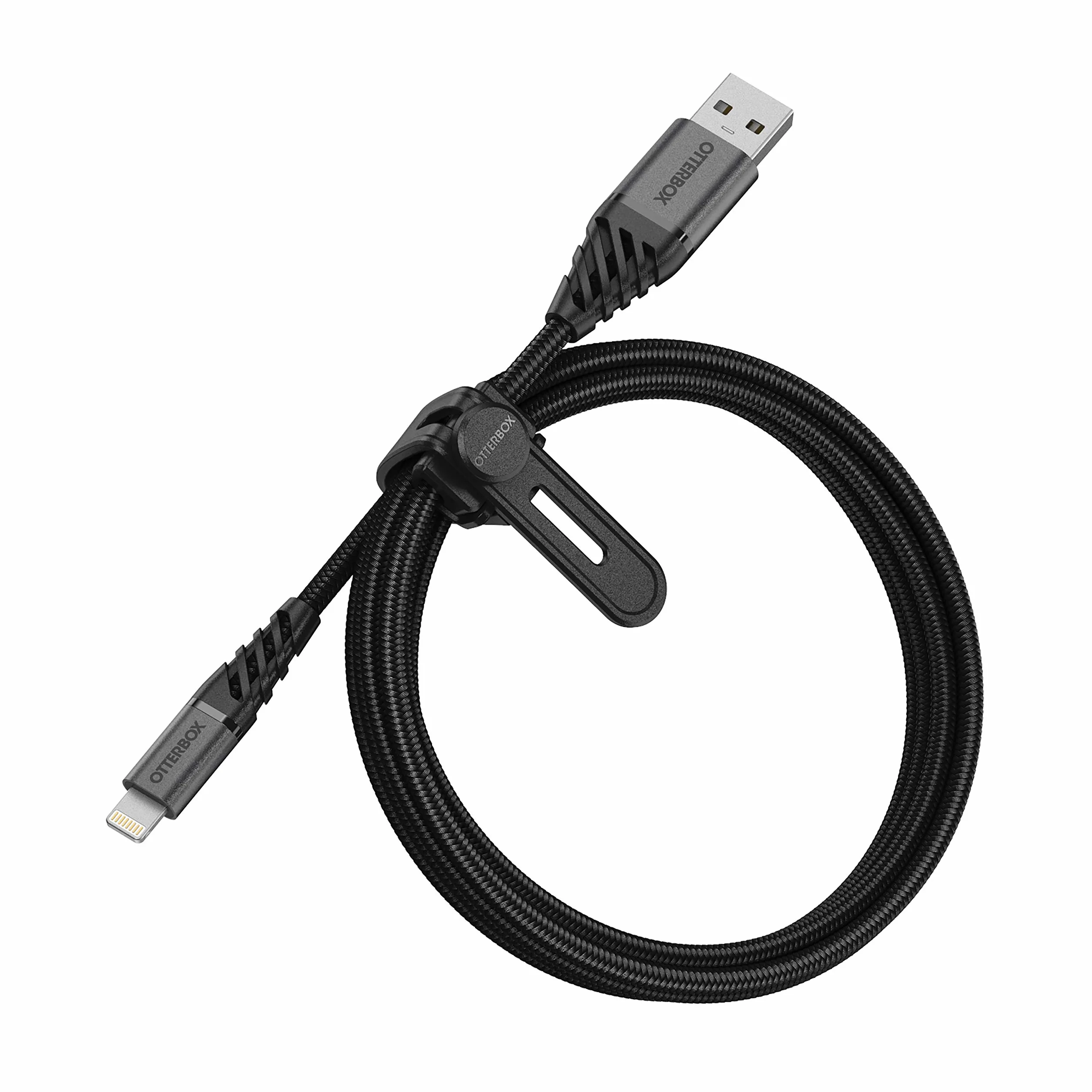 OtterBox Premium wzmocniony pleciony kabel USB-A na Lightning, certyfikat MFi, kabel ładujący do iPhone'a i iPad, bardzo wytrzymały, testowany na zginania i zgniecenia, 1M, Czarny