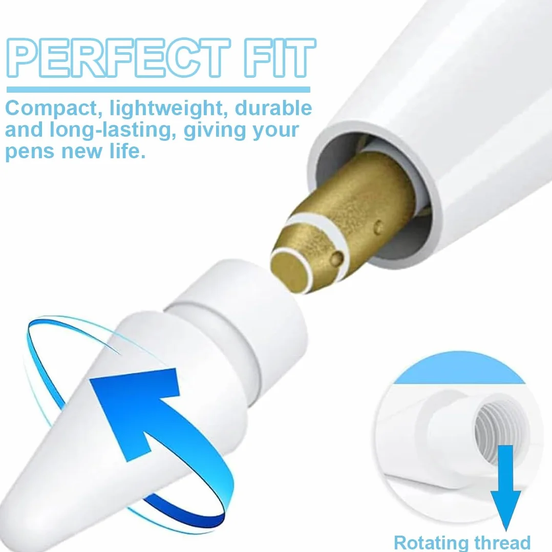 WeddHuis 4 szt. Końcówki do Apple Pencil, Magnetyczna osłona iPencil, adapter do ładowania, silikonowe etui ochronne, silikonowy uchwyt na długopis, nasadka na nadgarstek, (biały)
