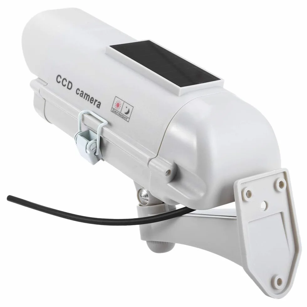 O&W Security Duża kamera do monitoringu z obiektywem i migającą diodą LED (IRlook), wodoszczelna, 360° uchwyt na ścianę/sufit, czujnik LED, do użytku wewnątrz i na zewnątrz, 2 x AA