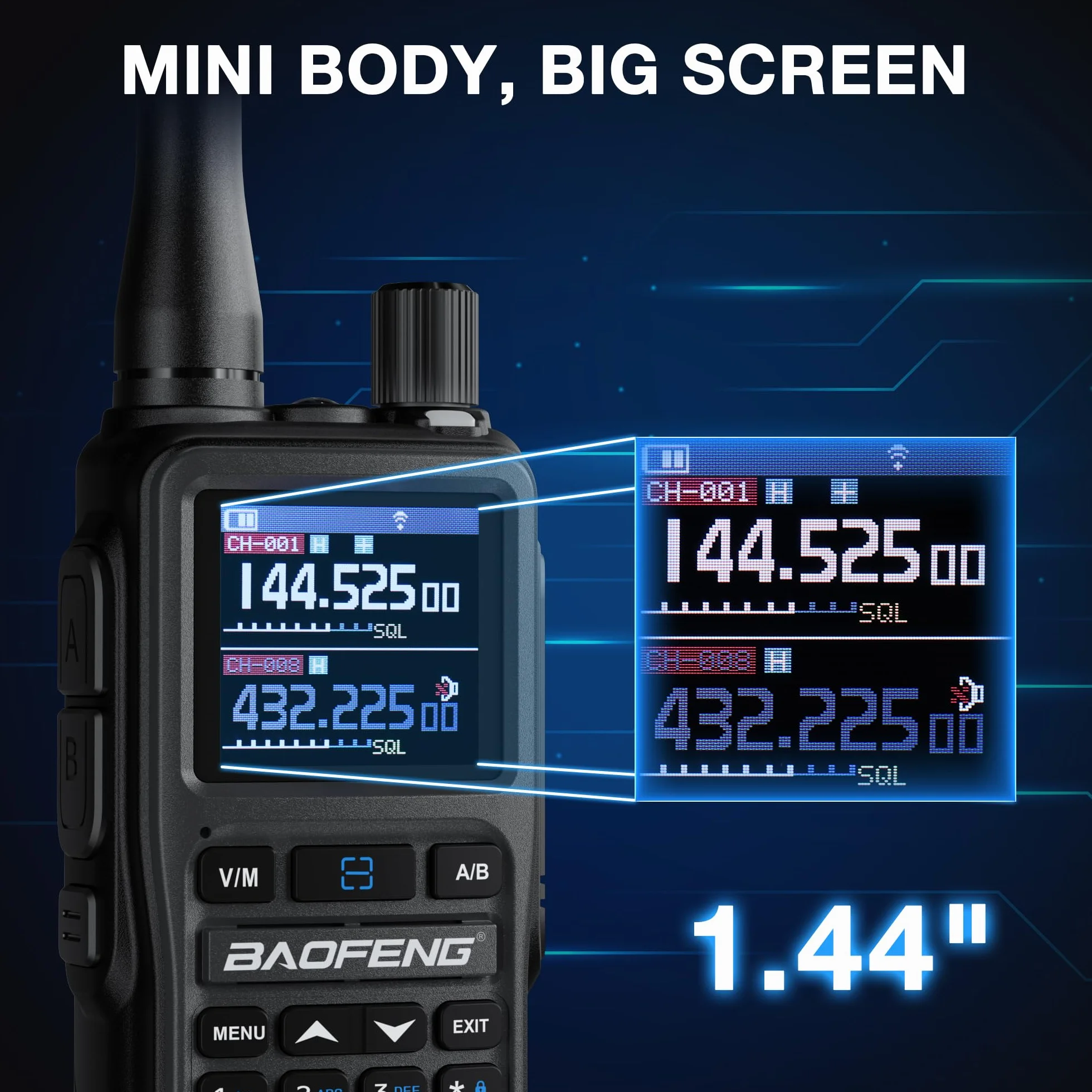Baofeng GT-5R Mini 5W Radio przenośna dwupasmowa, Kompaktowy Walkie Talkie UHF VHF z programowaniem przez App BT, 999 kanałów, Podwójny PTT, Ładowanie USB-C, Odbiornik Airband/FM, Latarka, Zestaw 2 sz