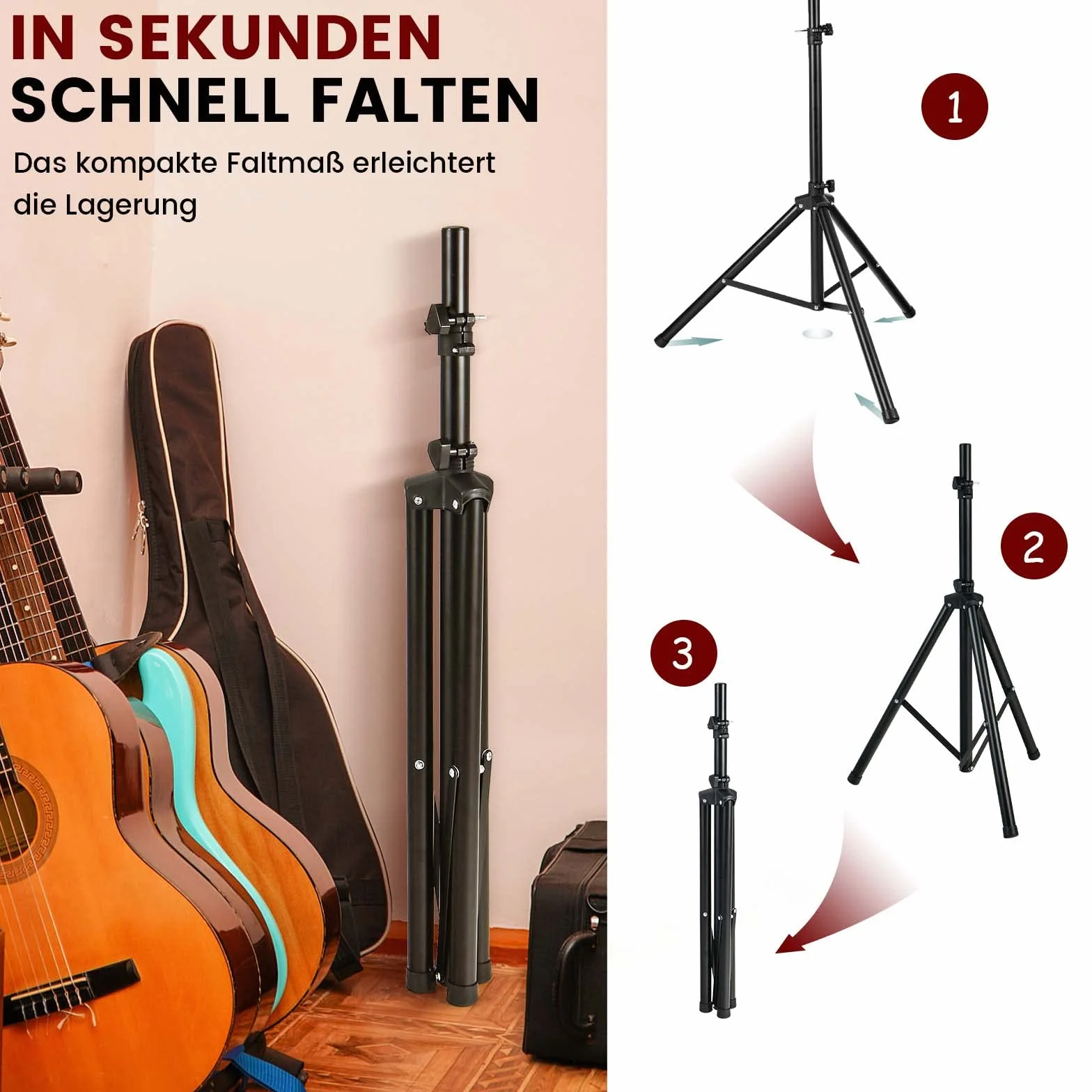COSTWAY Stojak na głośniki, Wysokość regulowana od 122-186 cm, Stojak na głośniki, obciążenie do 50 kg (2 sztuki)