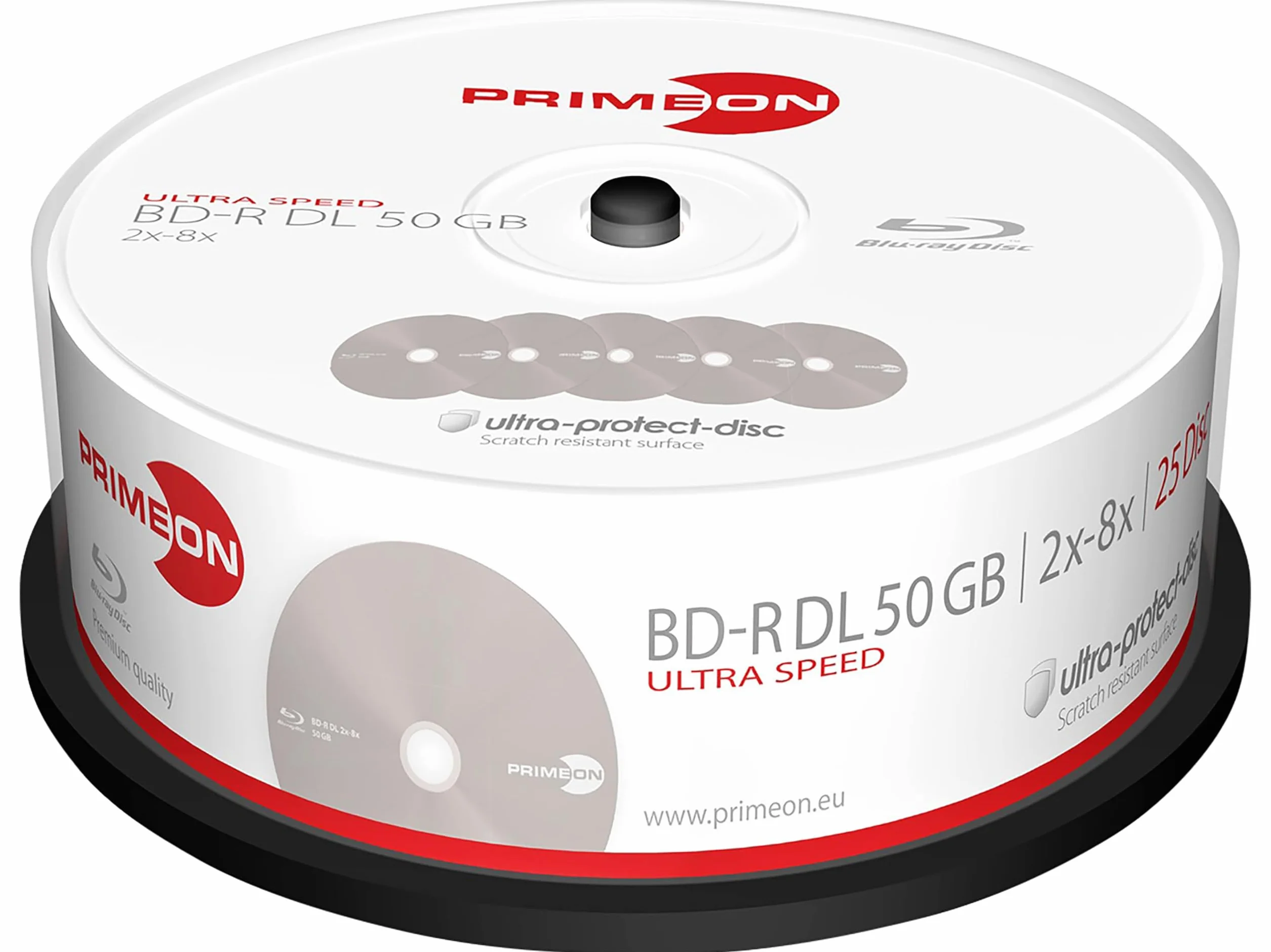 PRIMEON BD-R DL 50GB/2-8x Cake Box (25 Disc) ultra-protect-Disc Surface