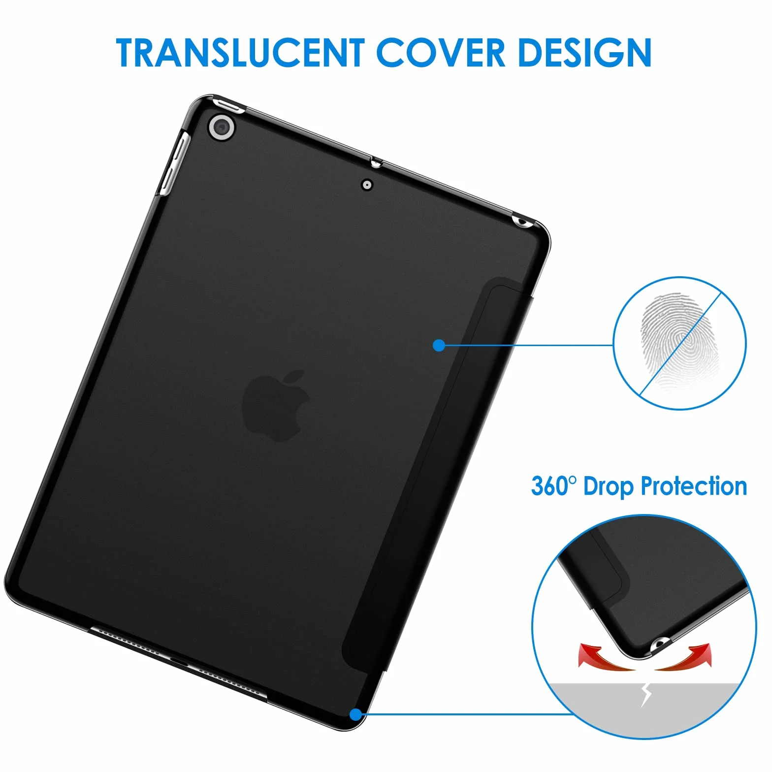 JETech Etui iPad 9,7 Cala 2018/2017 6. 5. Generacji Smart Cover Automatyczne Budzenie Usypianie Czarny