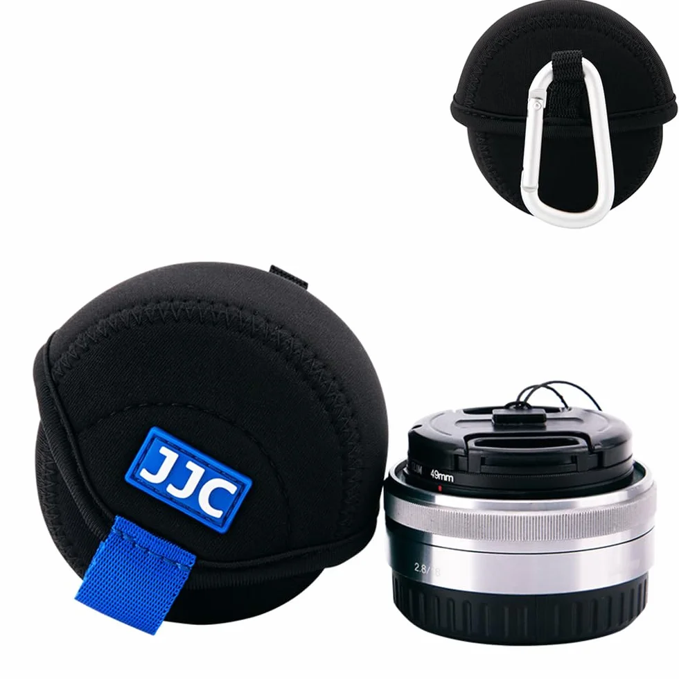 JJC Wodoodporne kieszenie na obiektyw aparatu, miękka torba ochronna na obiektyw aparatu neoprenowego, Czarny, Small Fits Lens ≤ 2.4 x 1.6"(Dia.x L), Kompaktowy