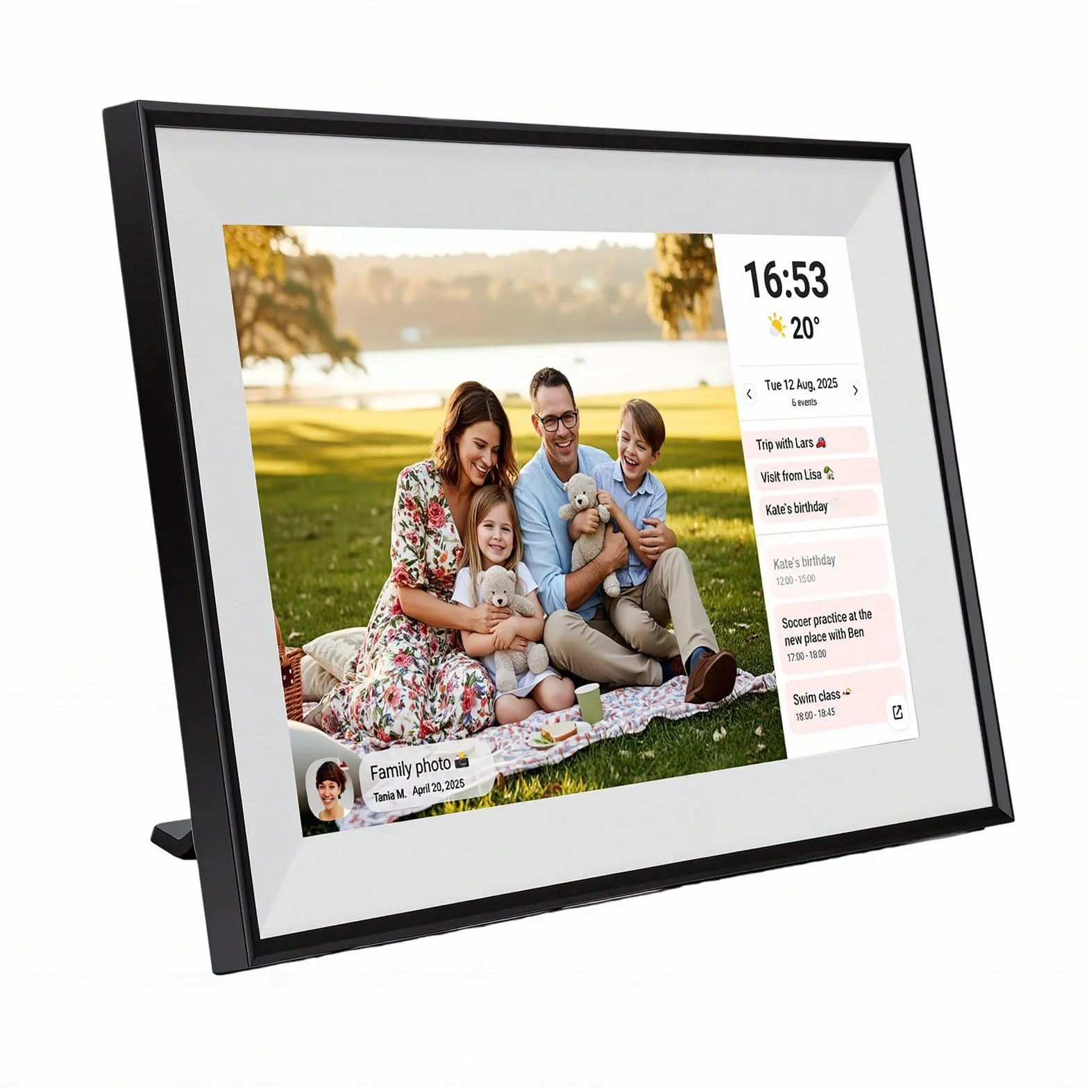 Inteligentny Kalendarz Cyfrowy o Przekątnej 10,1 Cala, Planer Rodziny z Ekranem Dotykowym Wi-Fi i pamięcią 32 GB, Ramka na Zdjęcia HD, Synchronizacja Kalendarza Google,