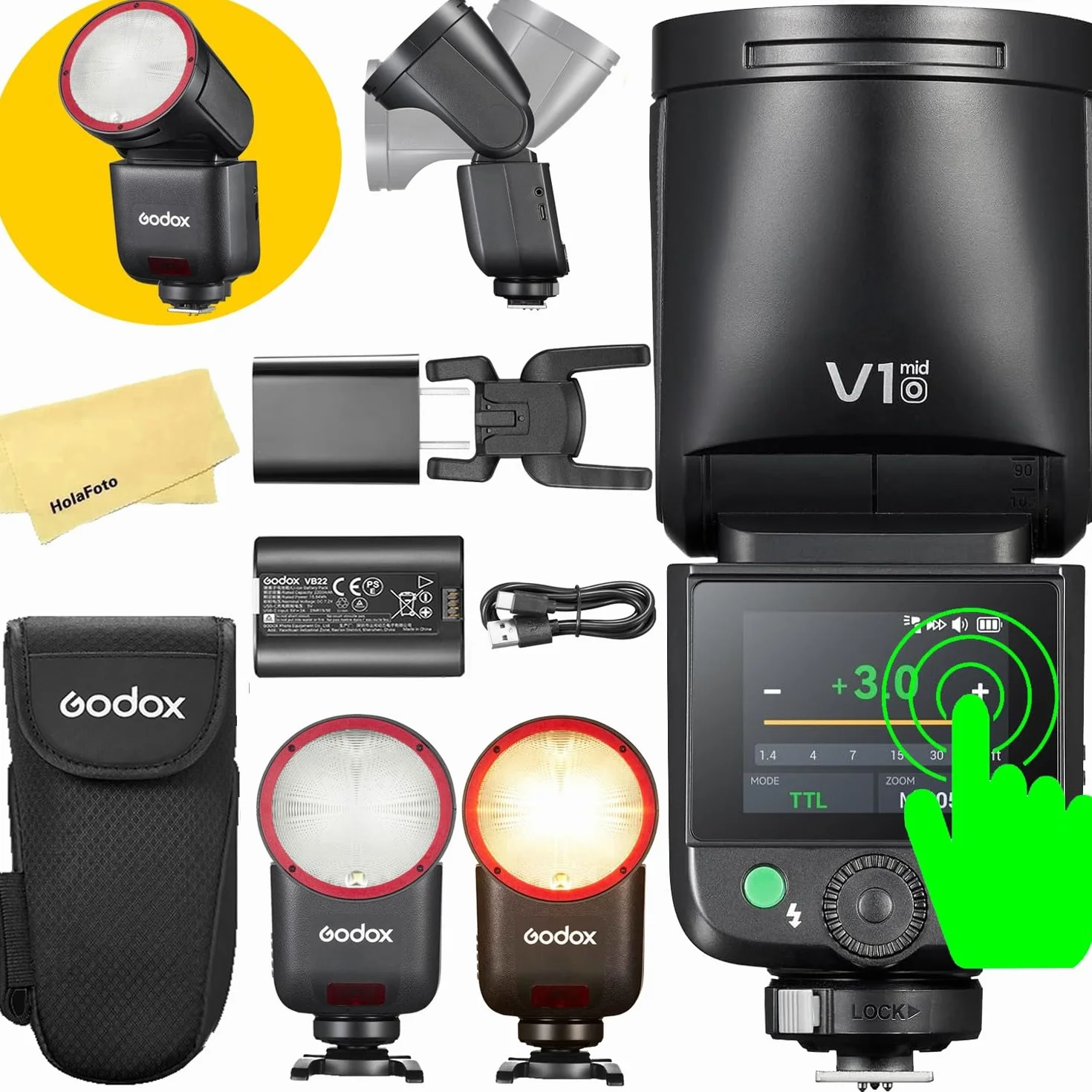 GODOX V1 Mid O lampa błyskowa do aparatów Olympus Speedlite,55W, 2,4GHz TTL | 1/8000 HSS,650 świateł o pełnej mocy, czas recyklingu 1,7 s, Lampa sterownicza LED 2W 10 poziomów
