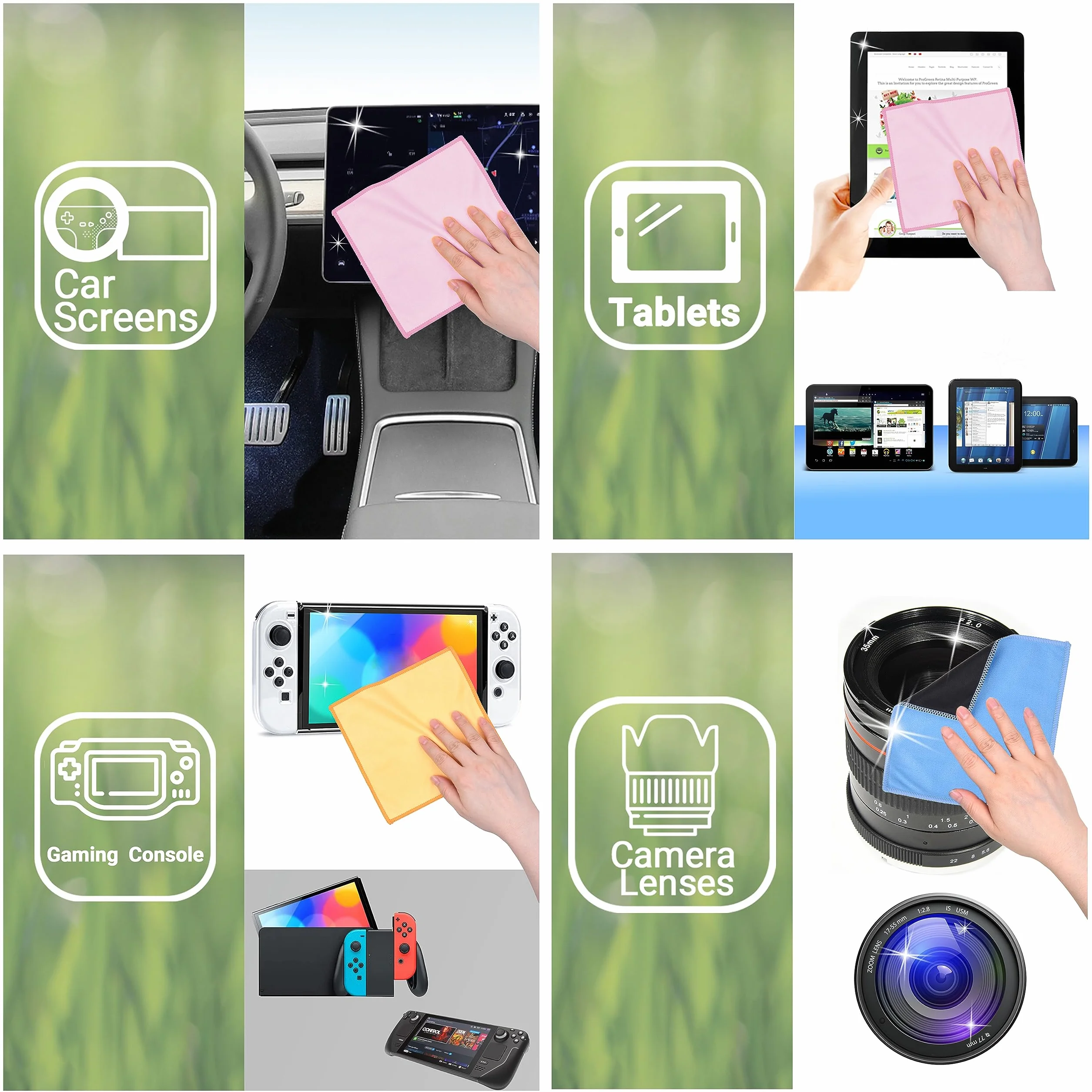 Ściereczki Mikrofibrowe z obiema stronami - Zestaw 5 sztuk - 6,6 x 6,2 cala - Ściereczka Mikrofibrowa i Zamszowa do Smartfonów, Ekranów (5 sztuk – wielokolorowe)