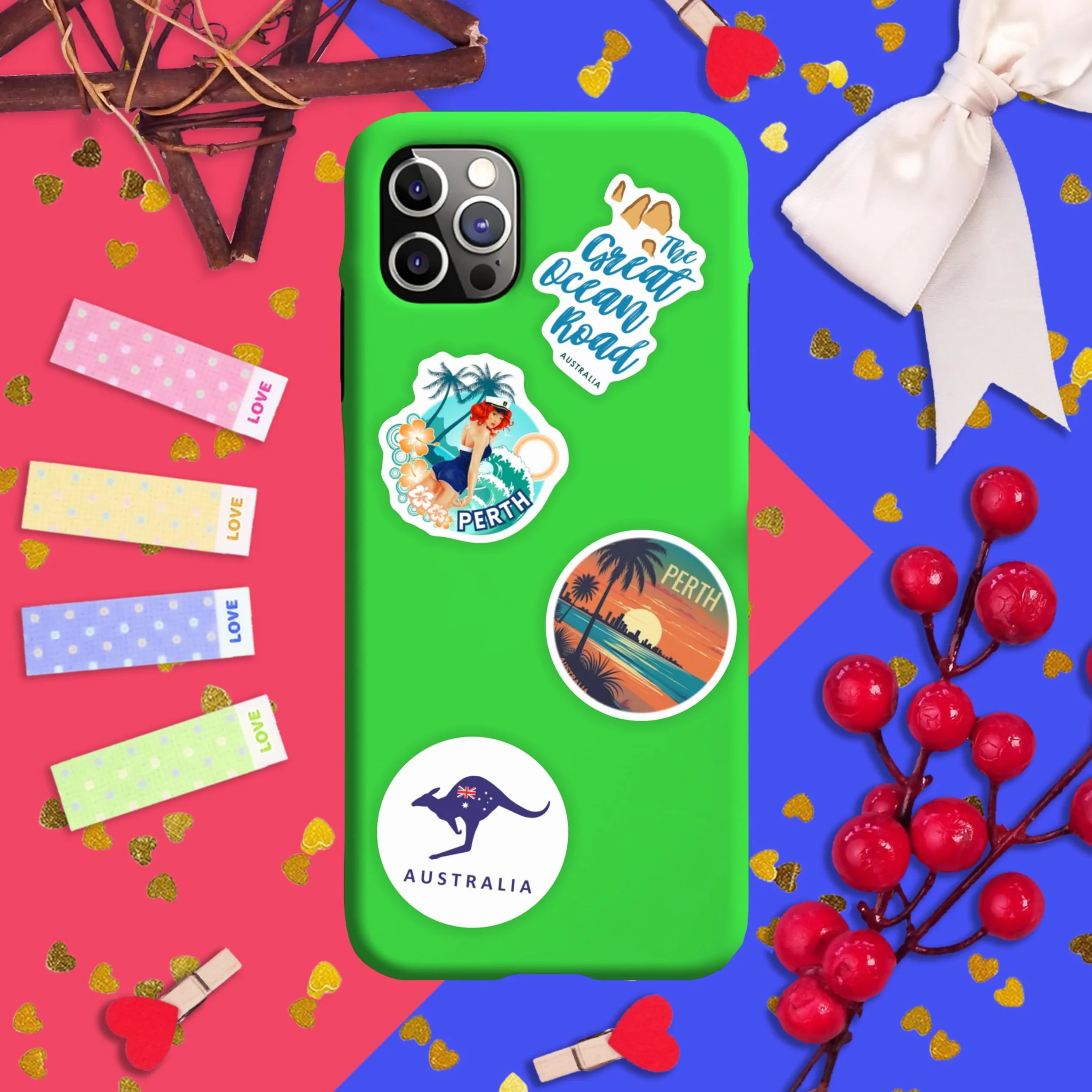 Naklejki Australia na Butelki z Wodą i Laptopa - Dekoracje i Upominki z Motywem Australijskim, Wodoodporne Winylowe Naklejki - Australia Stickers
