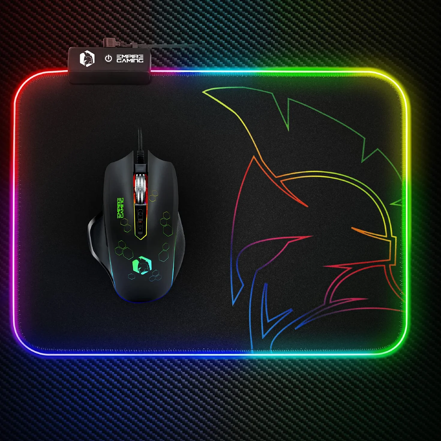 EMPIRE GAMING Dark Rainbow RGB Podkładka pod mysz - 12 trybów oświetlenia LED - Podkładka pod mysz z jasnym podświetleniem - wodoodporna i antypoślizgowa guma - Do gier na PC, MAC i laptopa - 300 x