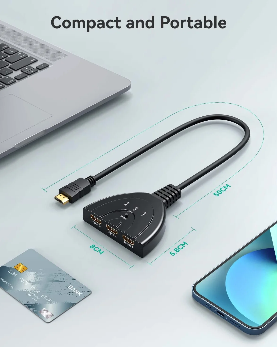 GANA 3-portowy przełącznik HDMI rozdzielacz Full HD 1080p 3D kabel