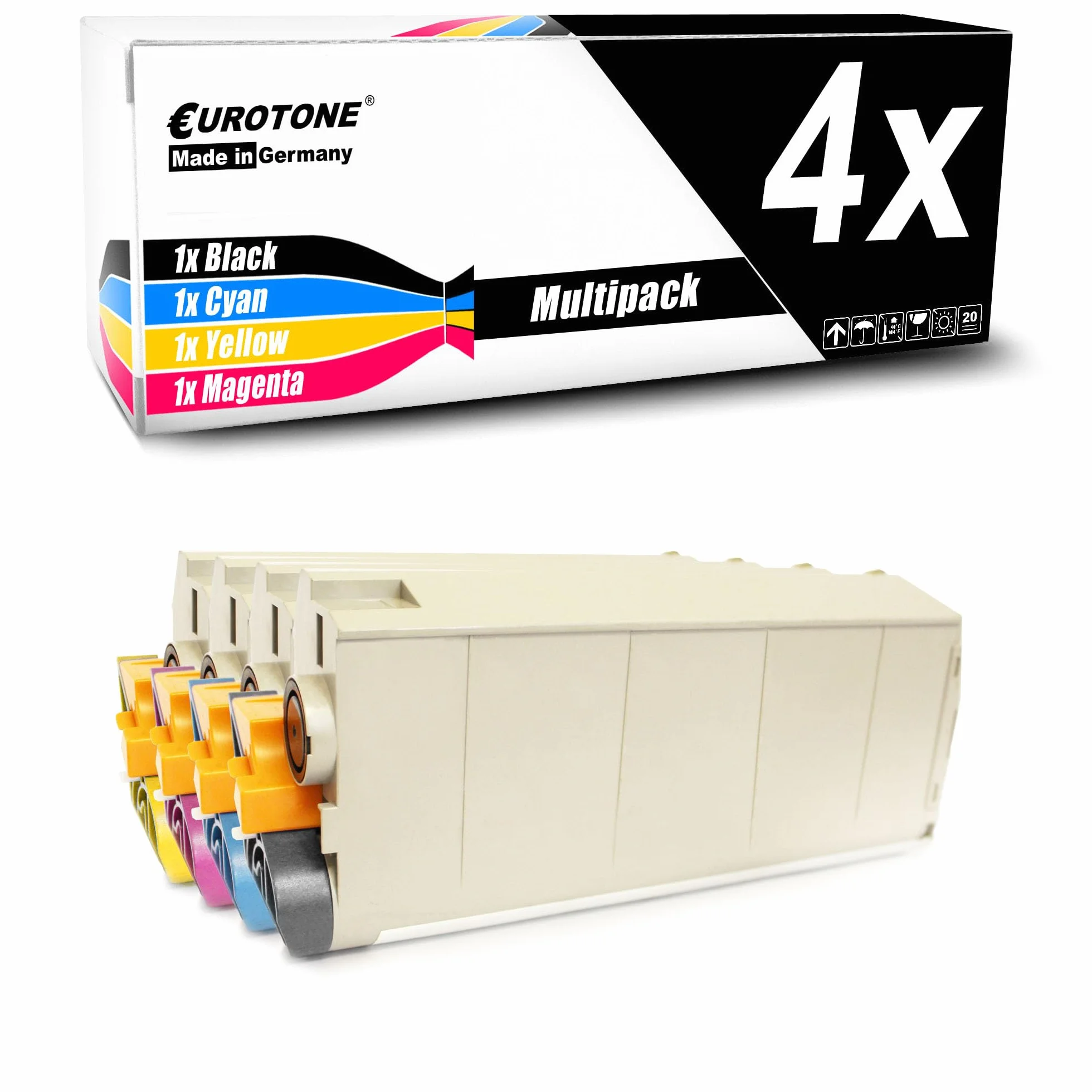 Eurotone Toner XXL w zestawie 4 x toner kompatybilny jako zamiennik do Oki ES3032 zastępuje 44318620 44318619 44318618 44318617